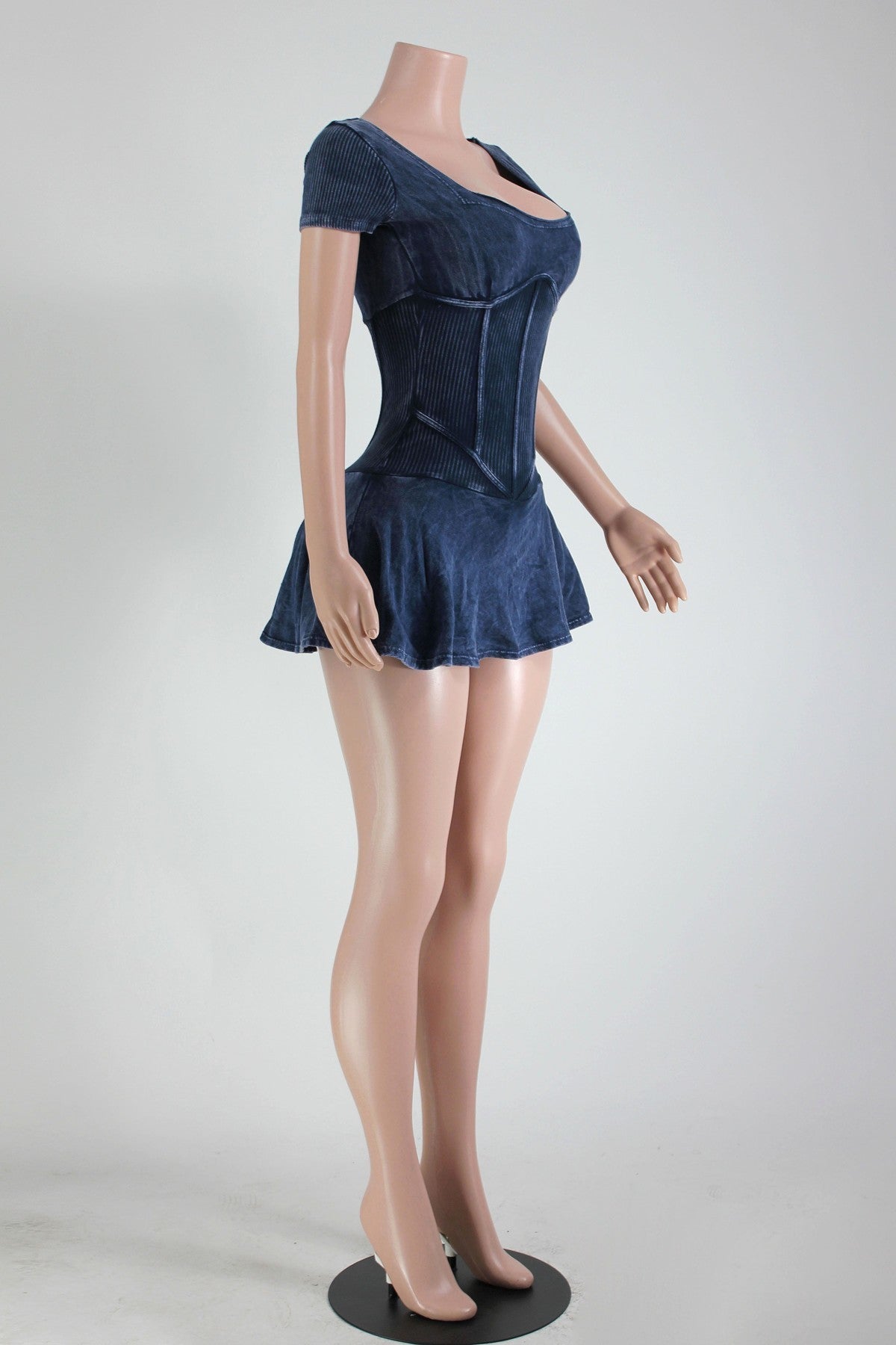 MINERAL WASH SQUARE NECK CONTOUR SKIRT ROMPER