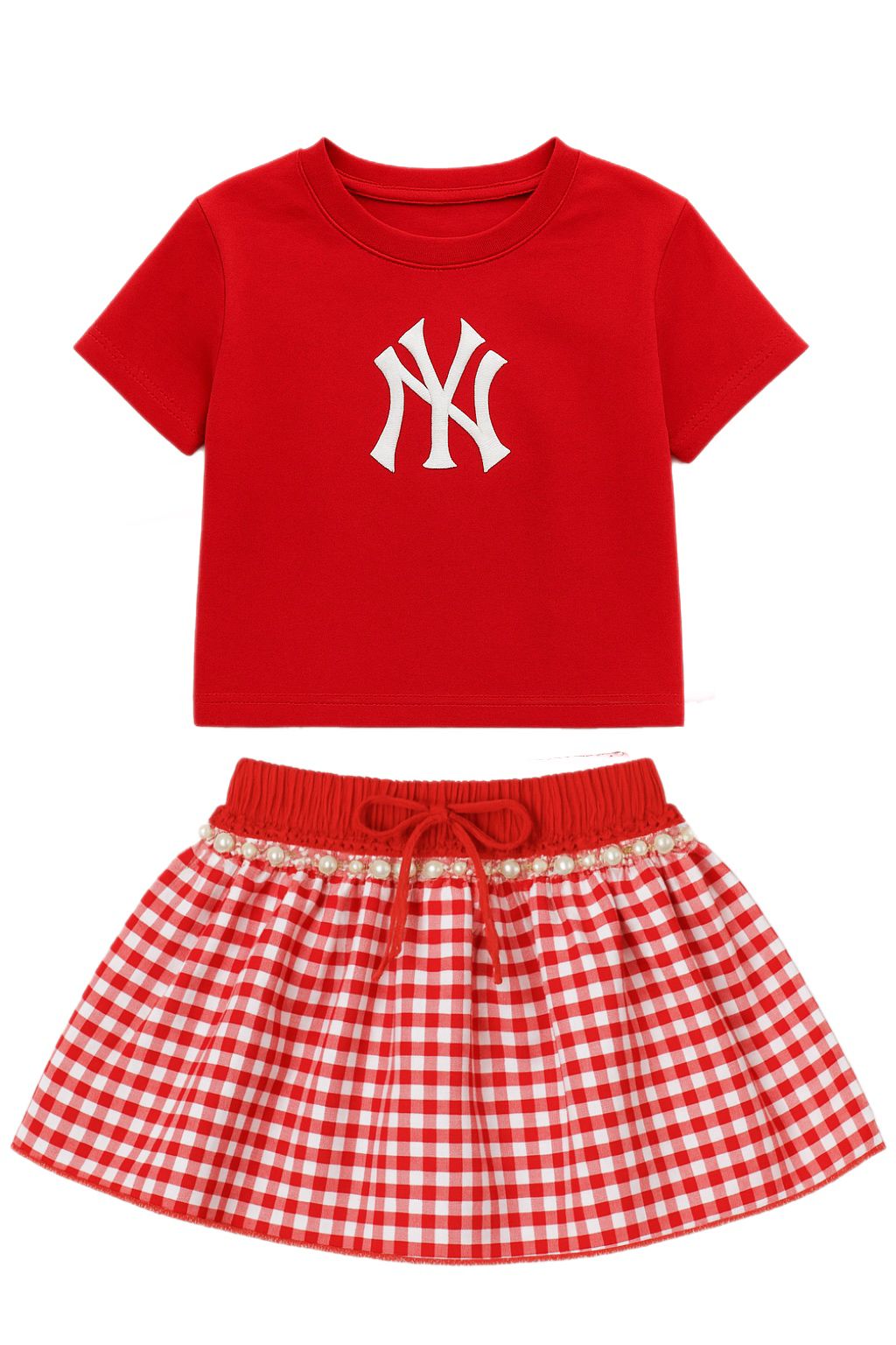 Kids NY Red Gingham Skirt Set
