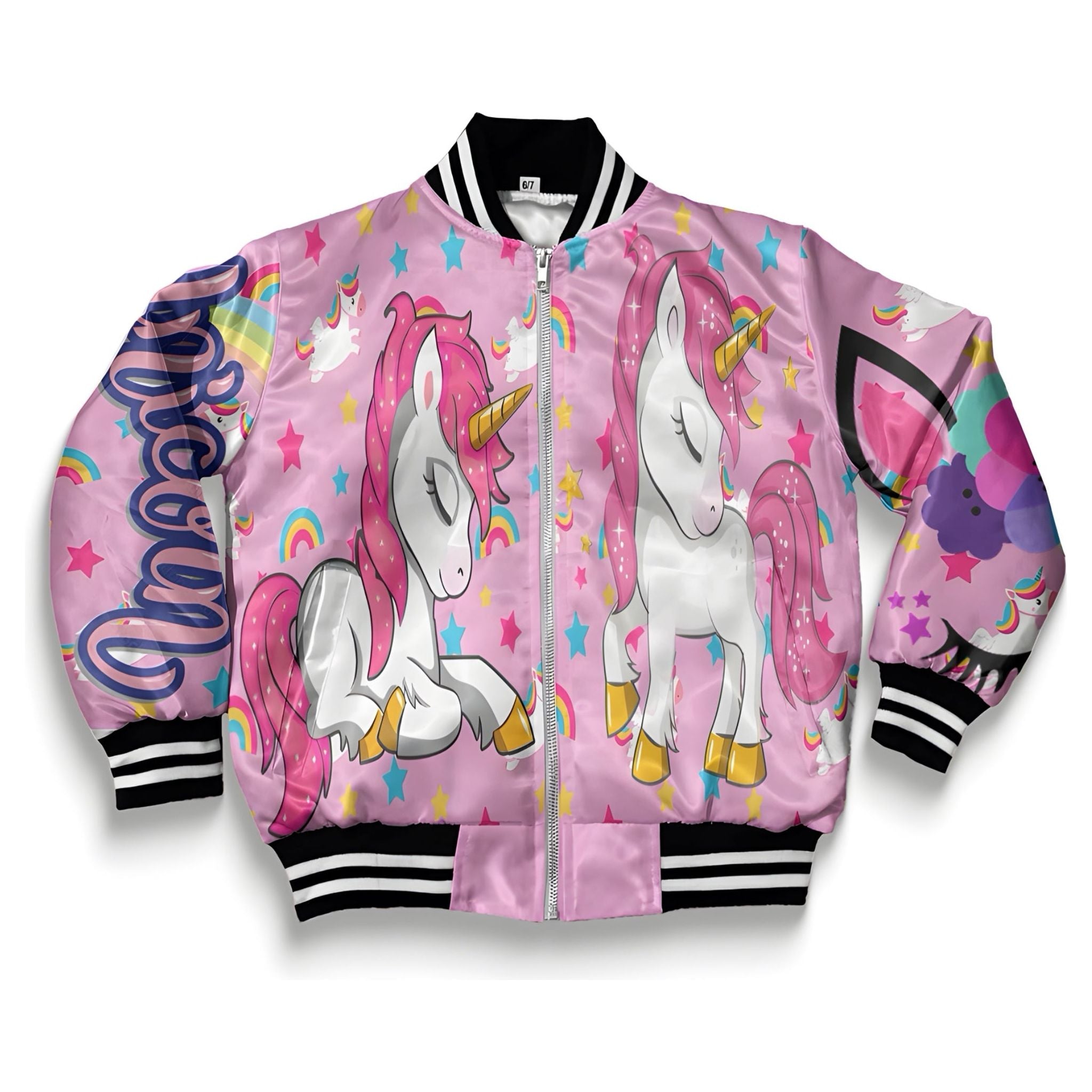 Kids pink Unicorn Bomber