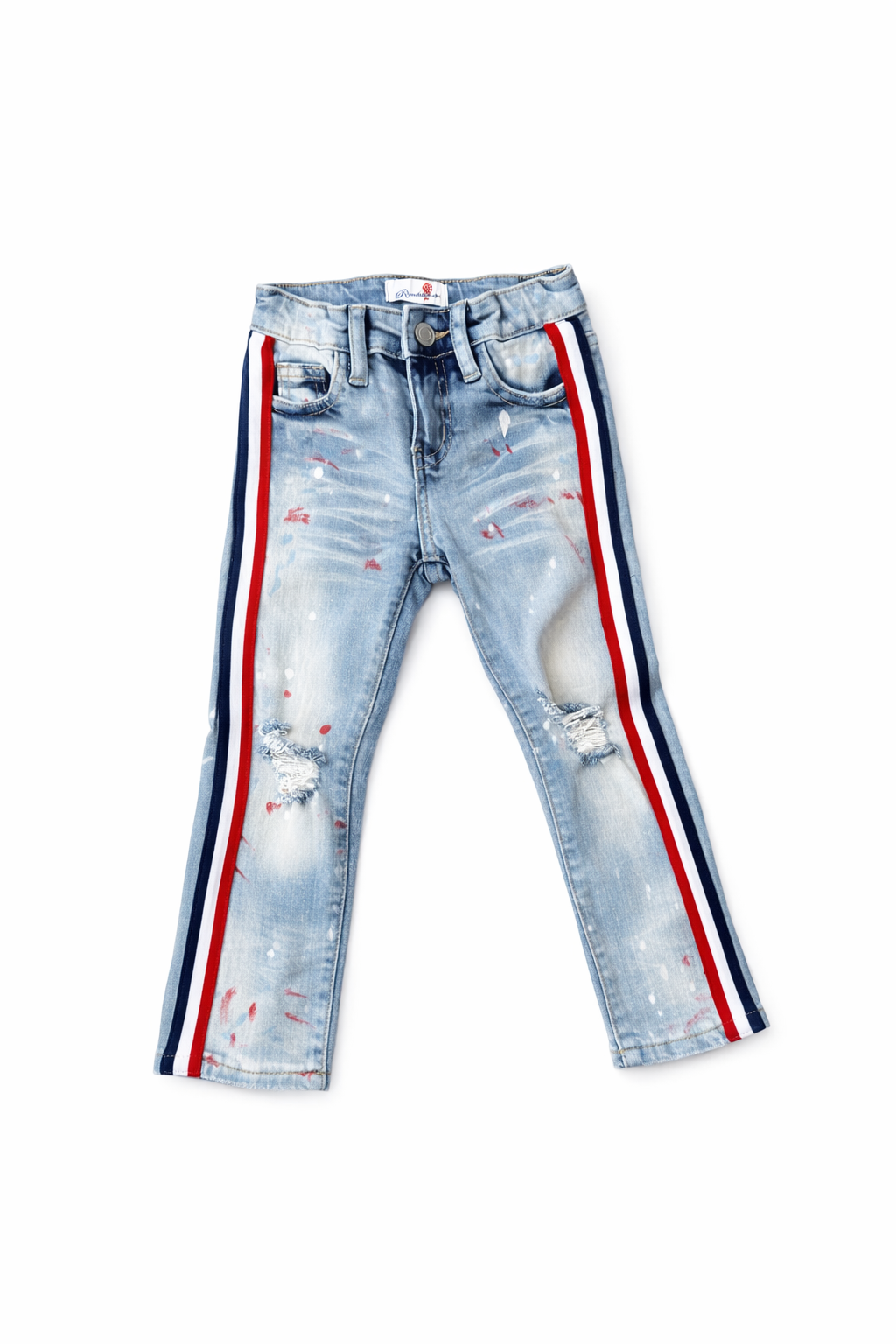 Kids Red white Blue Line Denim Jeans