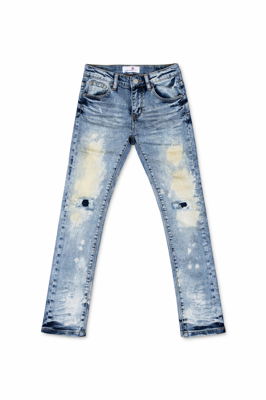 Kids Sky Blue Denim Jeans With Dark Bottoms