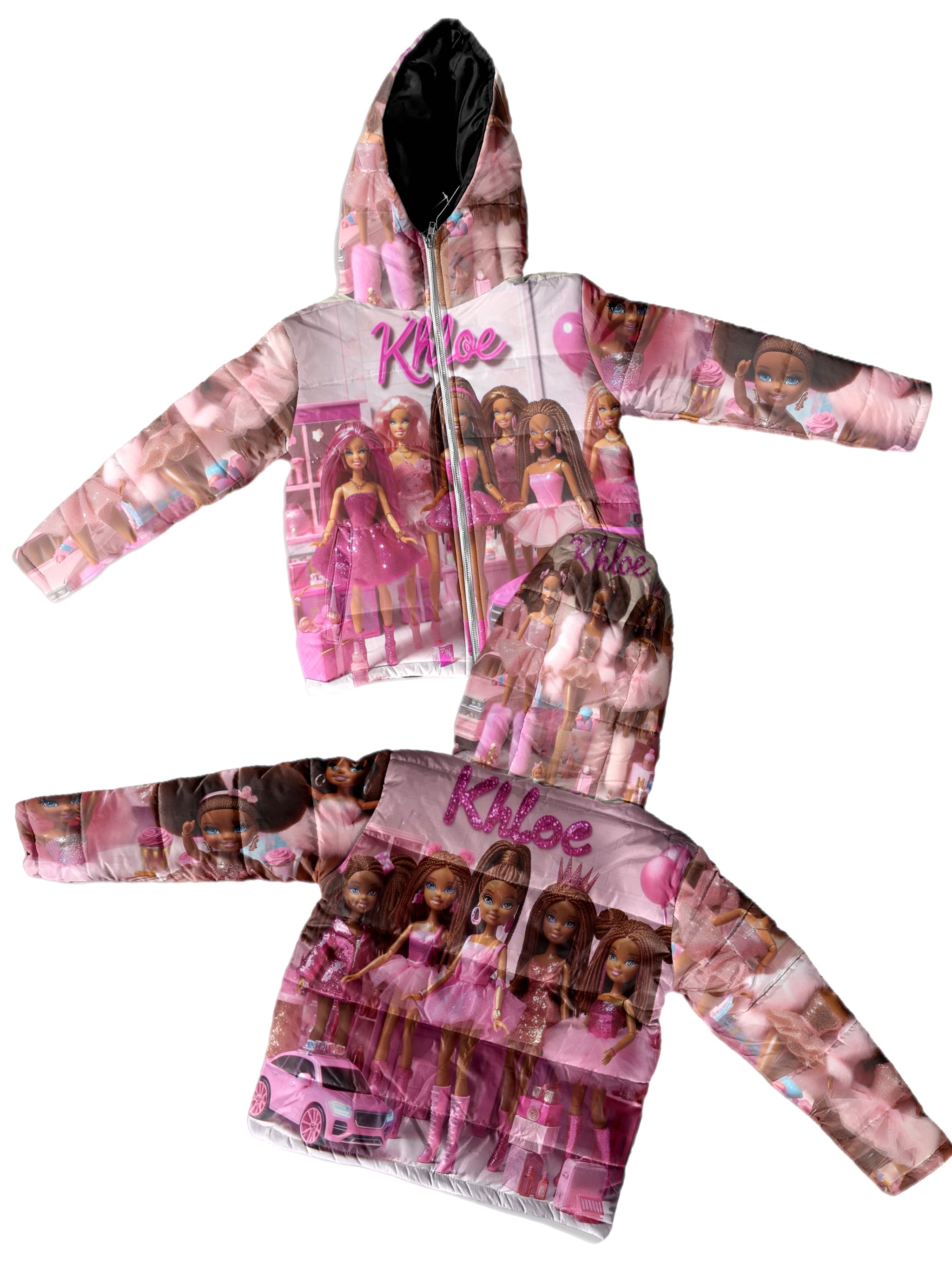 Kids Doll Barbie pink Puffer