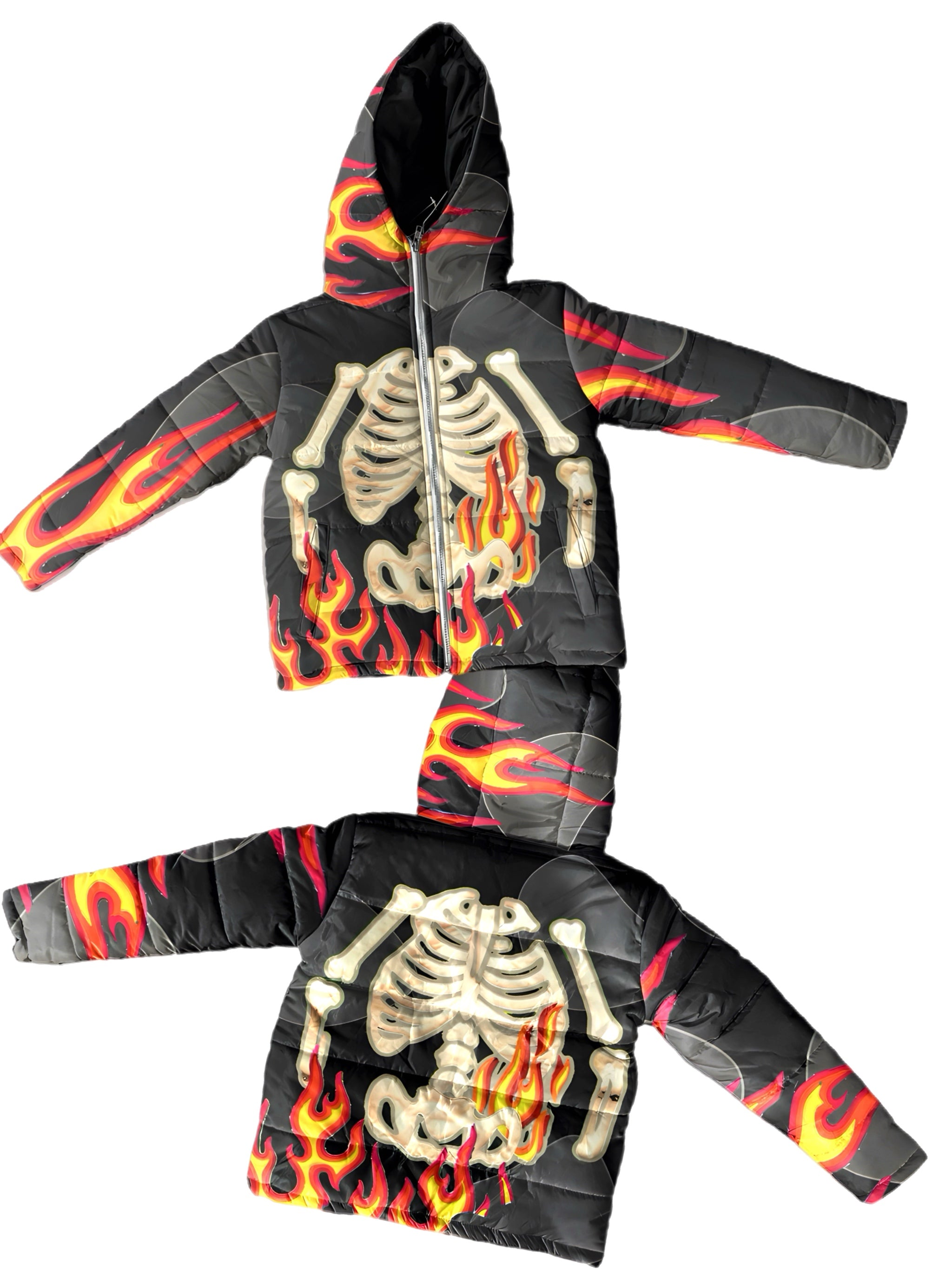 Kids Black Skull Silh Puffer