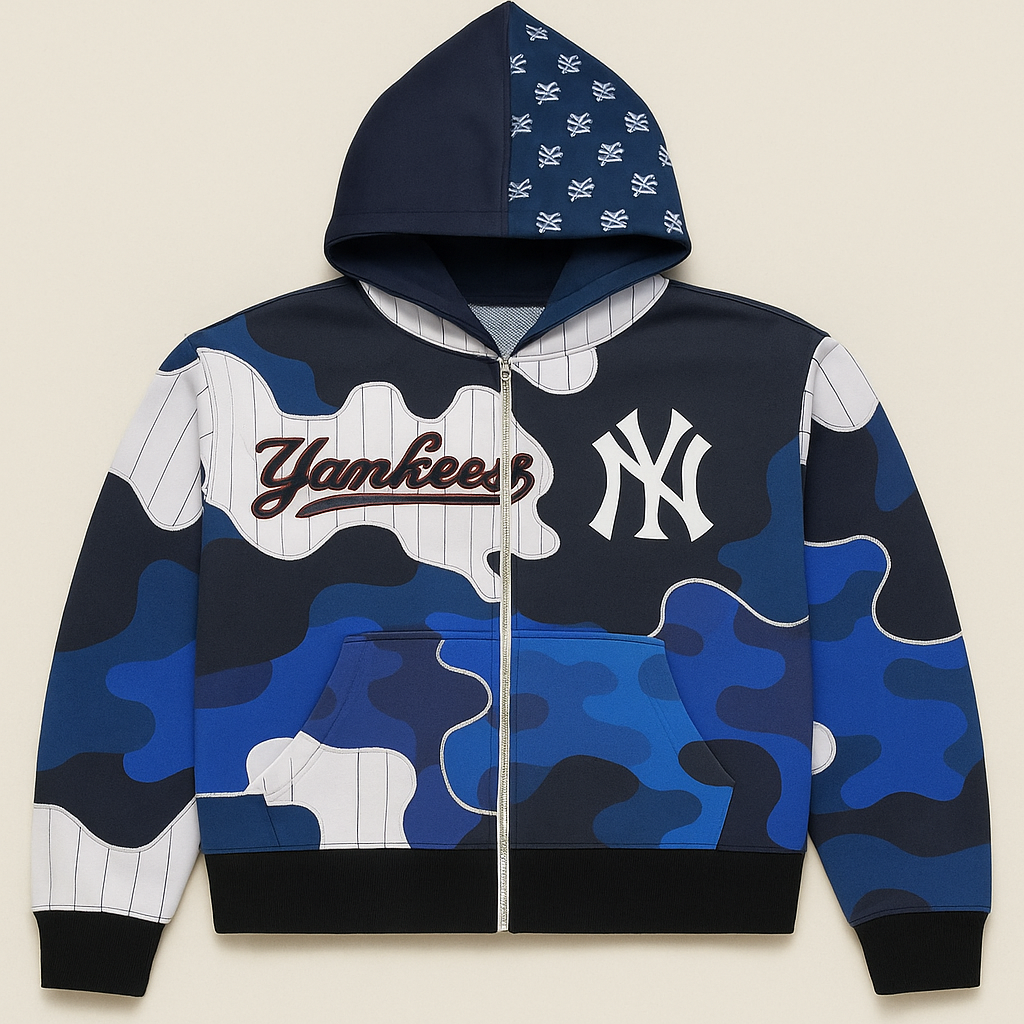 Kids Blue Camo Yankee Hoodie