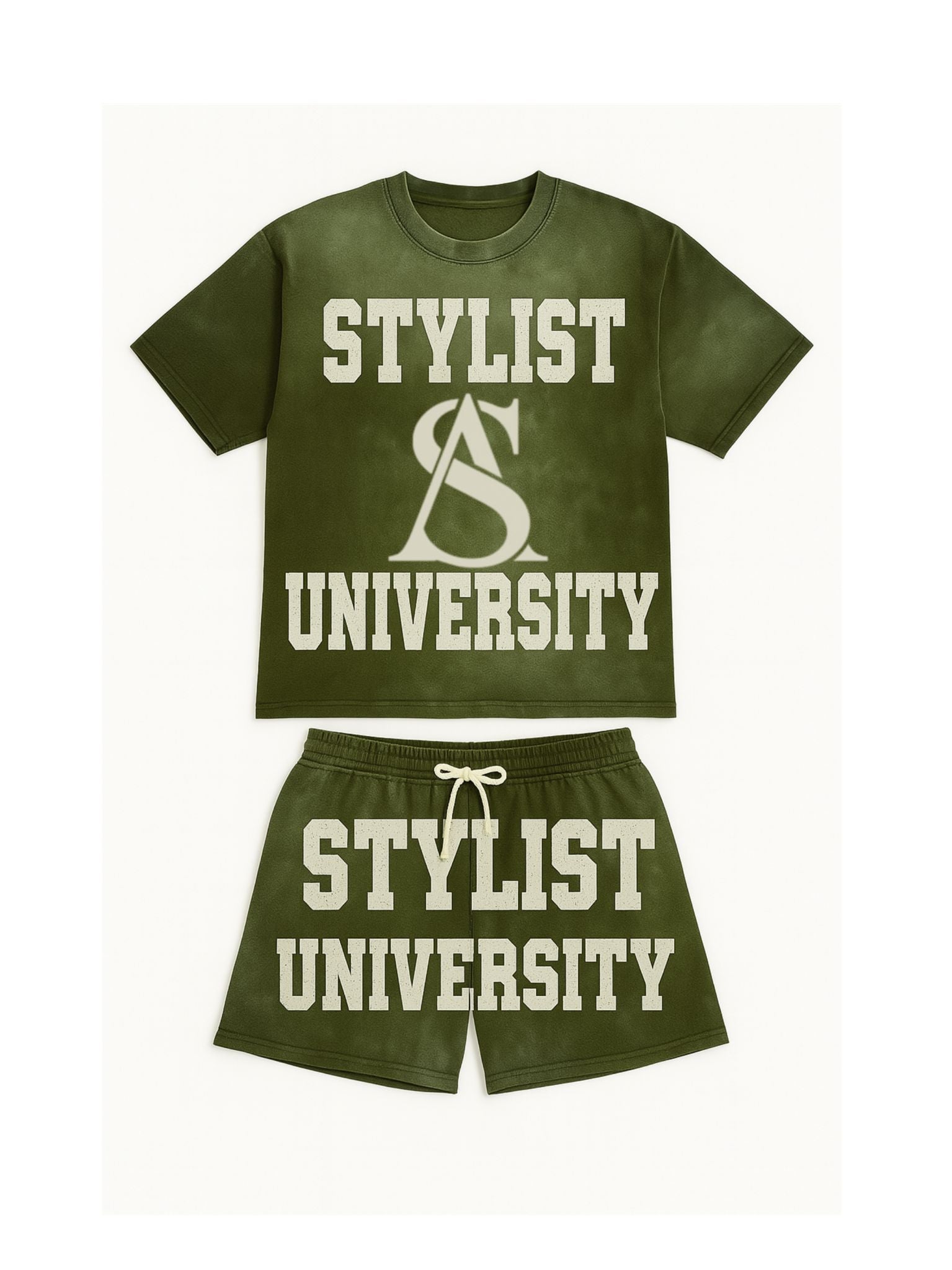 Kids Stylist University Matching Set – Olive Green Varsity Edition