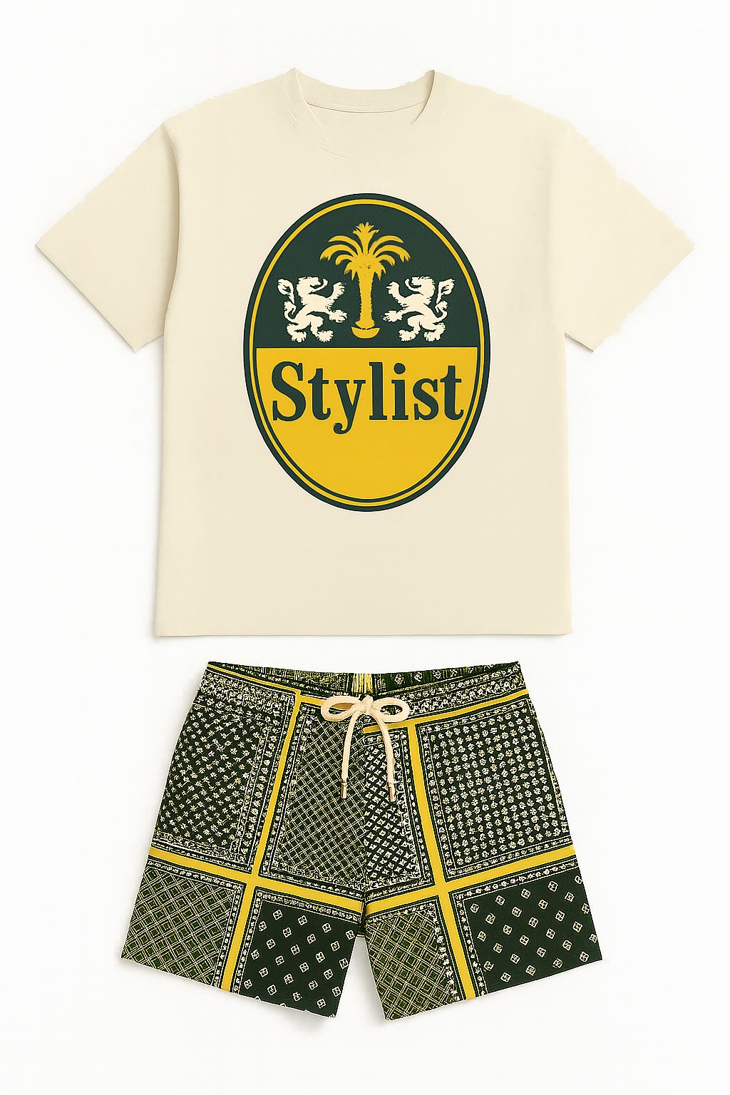 Kids Stylist Crest Tee & Patchwork Bandana Shorts Set