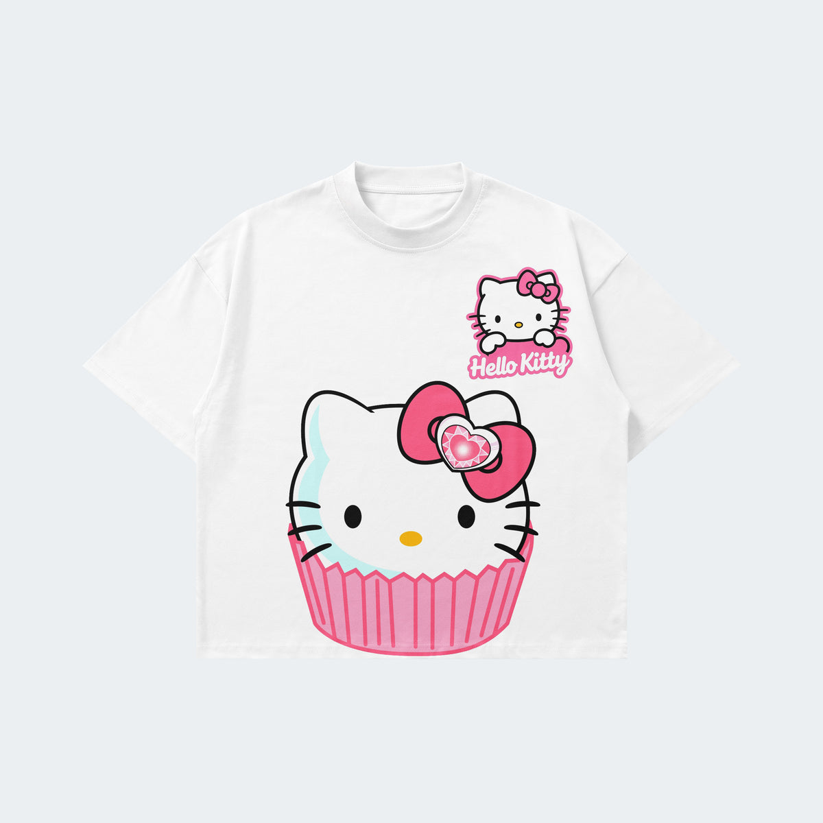 Kids Girls Hello Cupcake Kitty boxy fit boxy T-shirt
