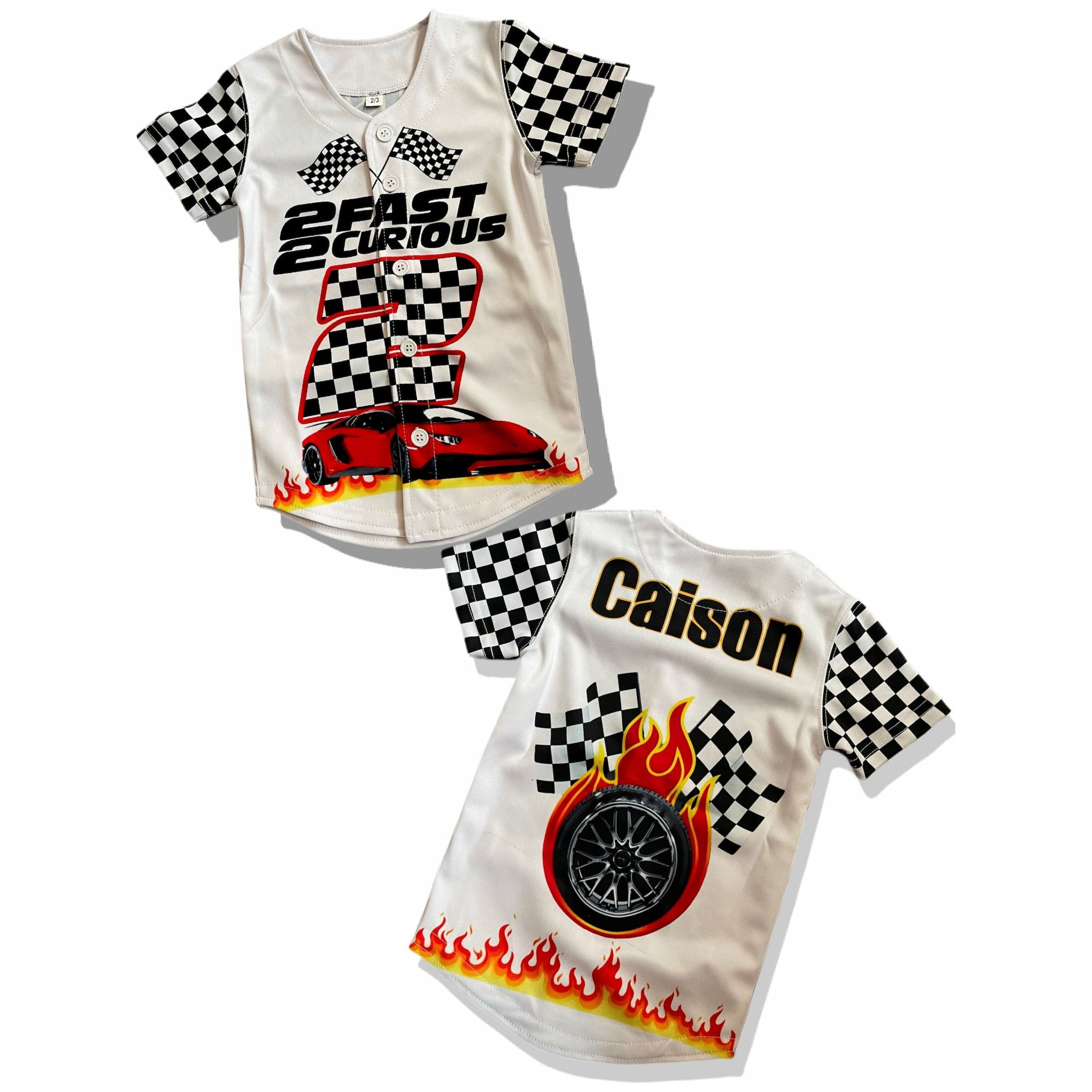 Kids racetrack baseball jersey