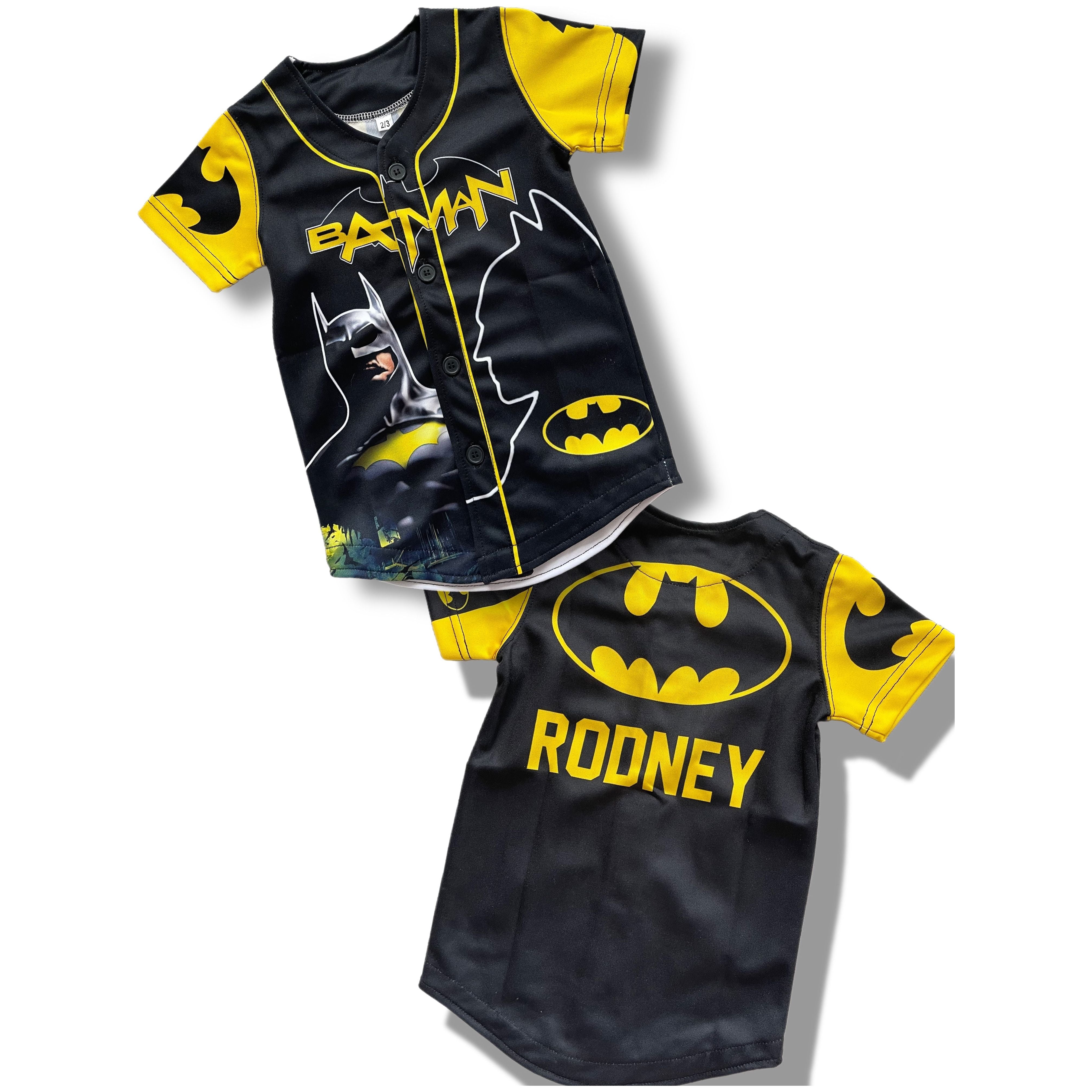 Kids Batman baseball jersey