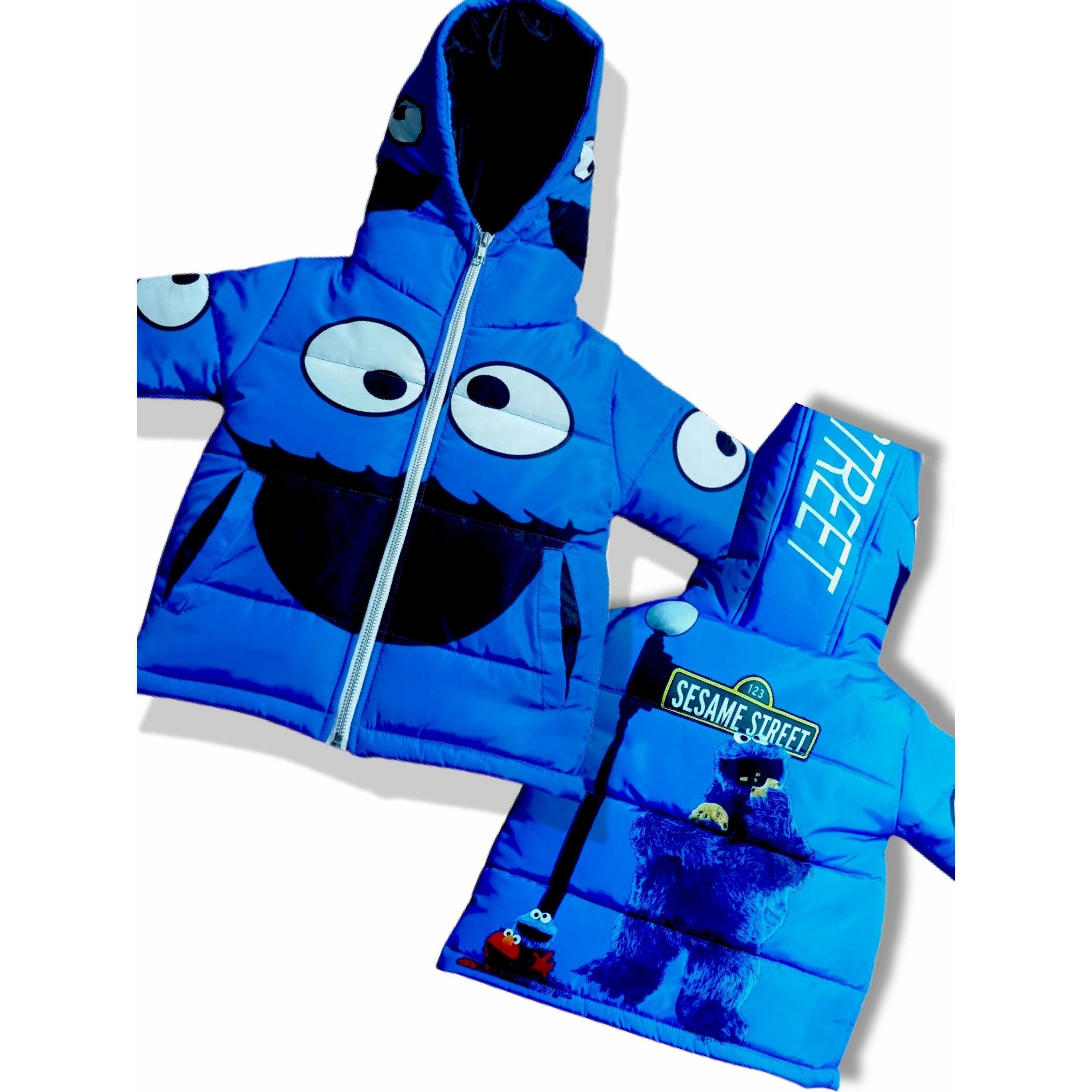 kids cookie monster puffer jacket