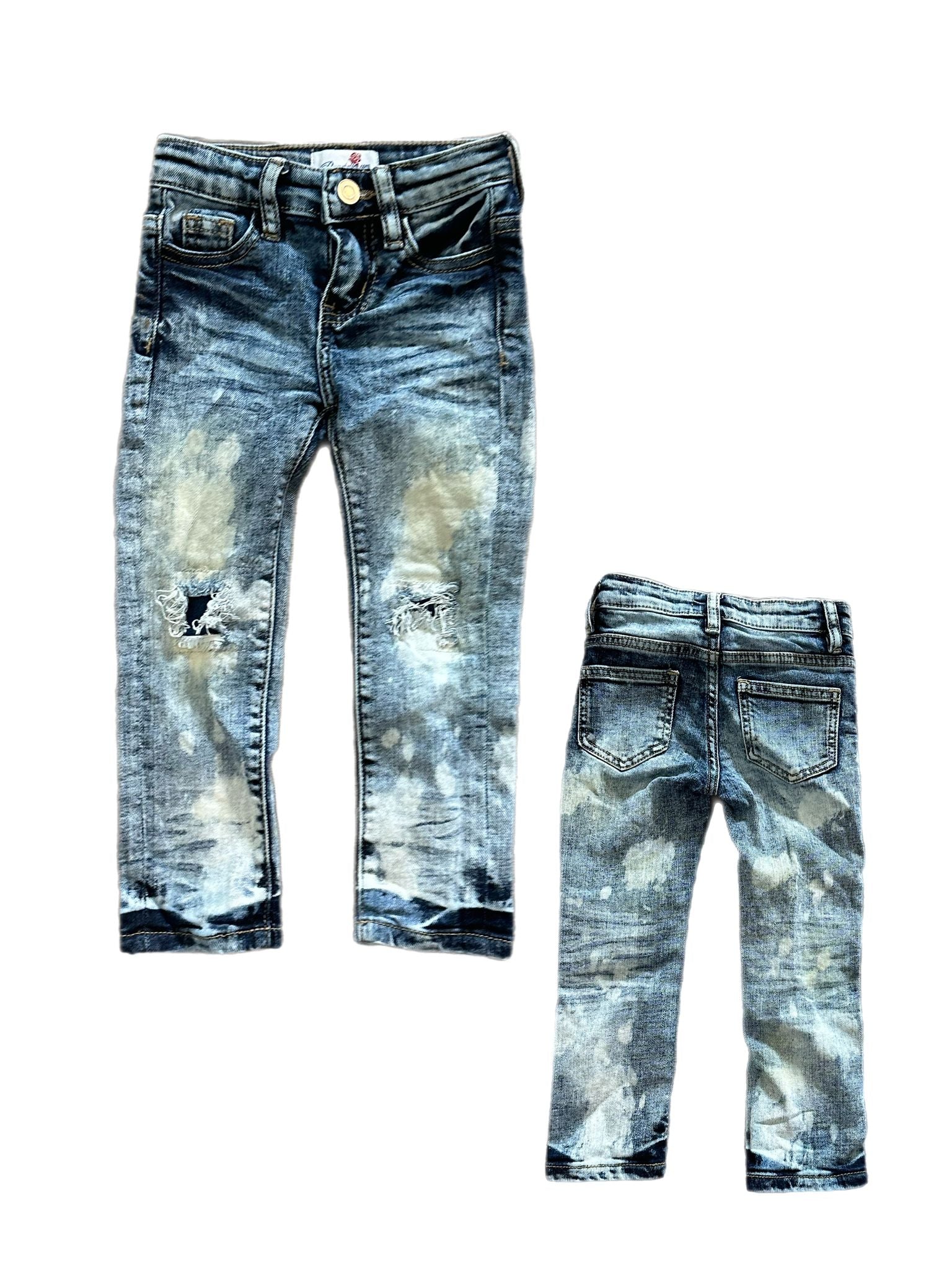 Kids Sky Blue Denim Jeans With Dark Bottoms