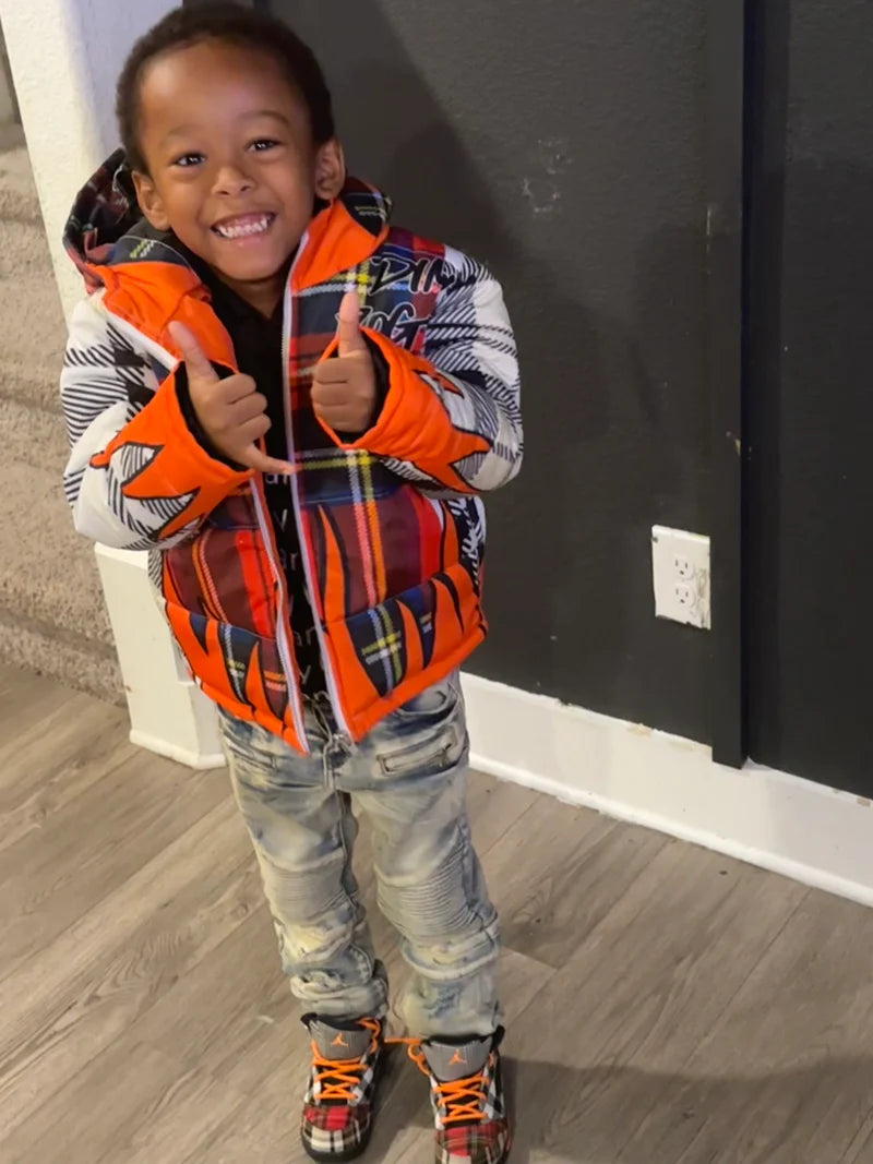 Kids Plaid Puffer