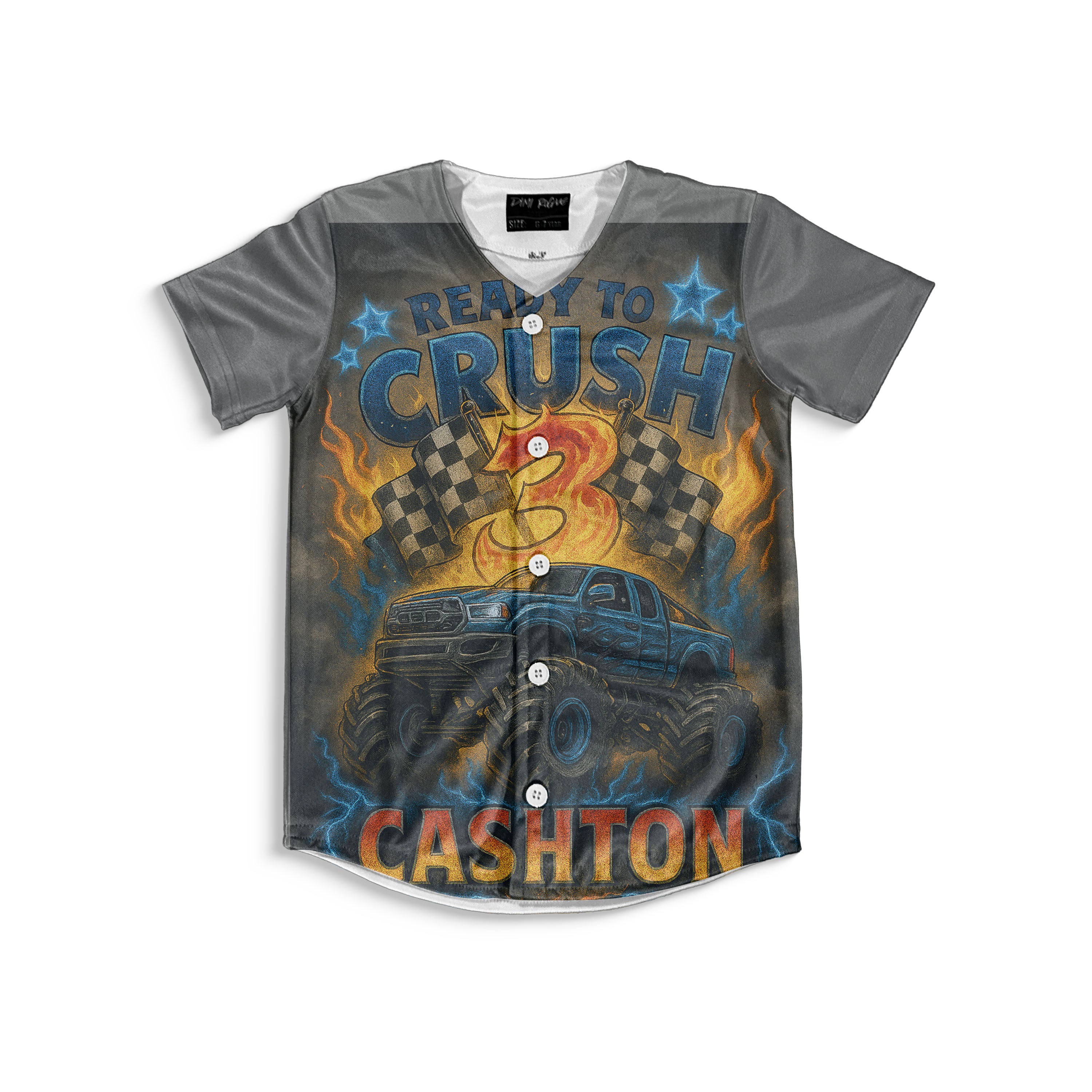 Kids Monster Truck Baseball Jersey