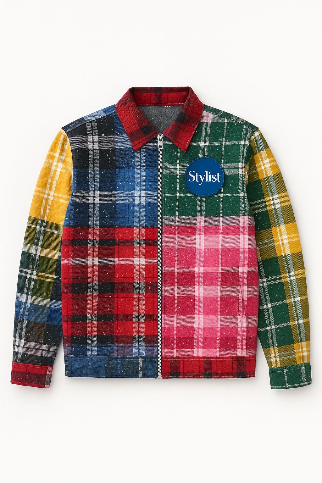Kids Stylist Jacket – Patchwork Plaid Bomber with “S” Logo