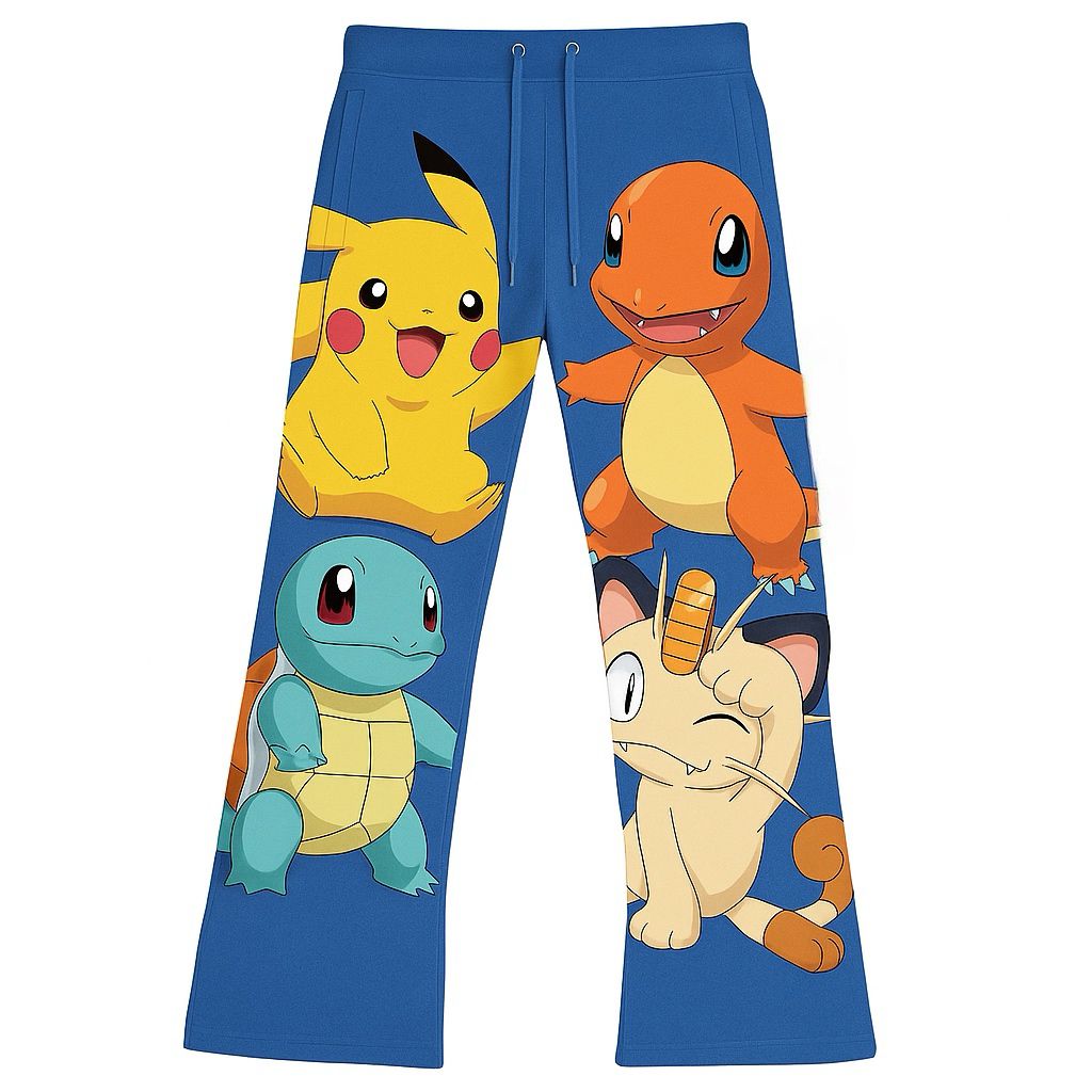 Kids Pokémon Joggers – Blue Cartoon Pants