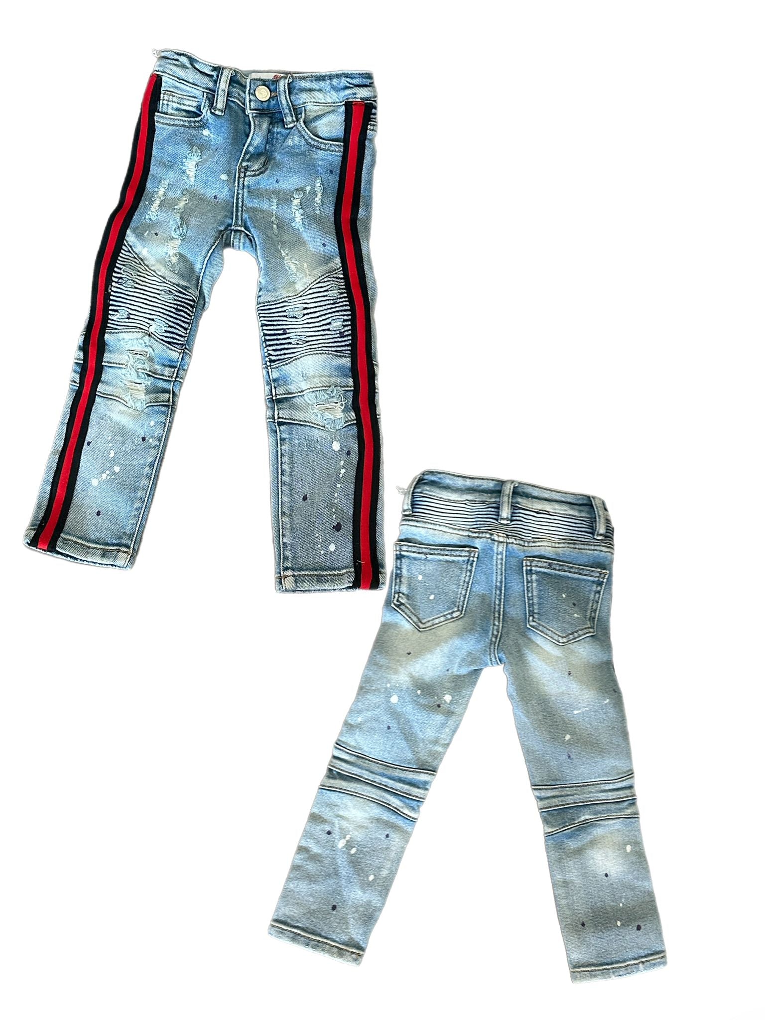 Kids red line blue denim Jeans