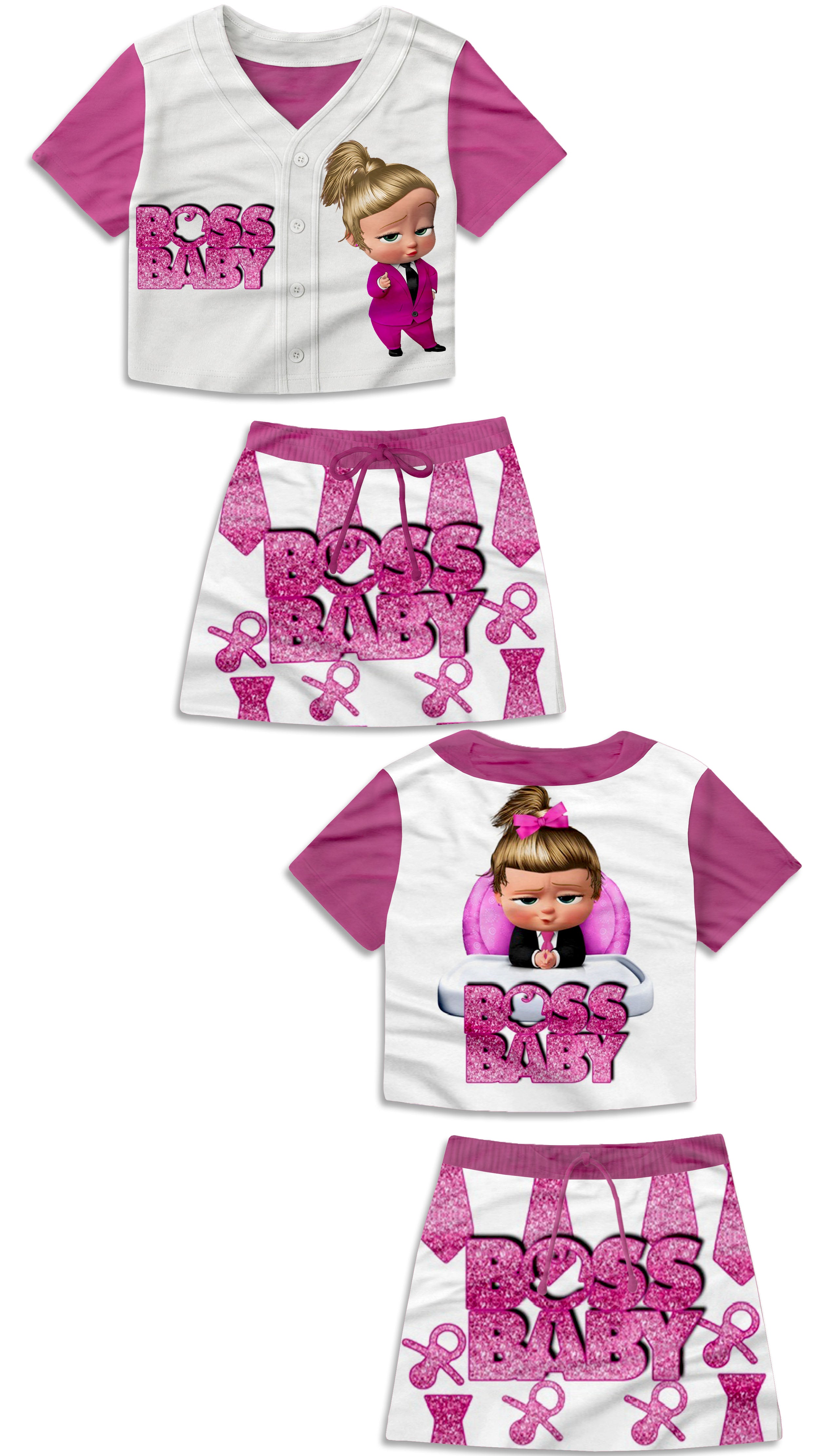 Girls Boss Baby Baseball Jersey And Skirt Set