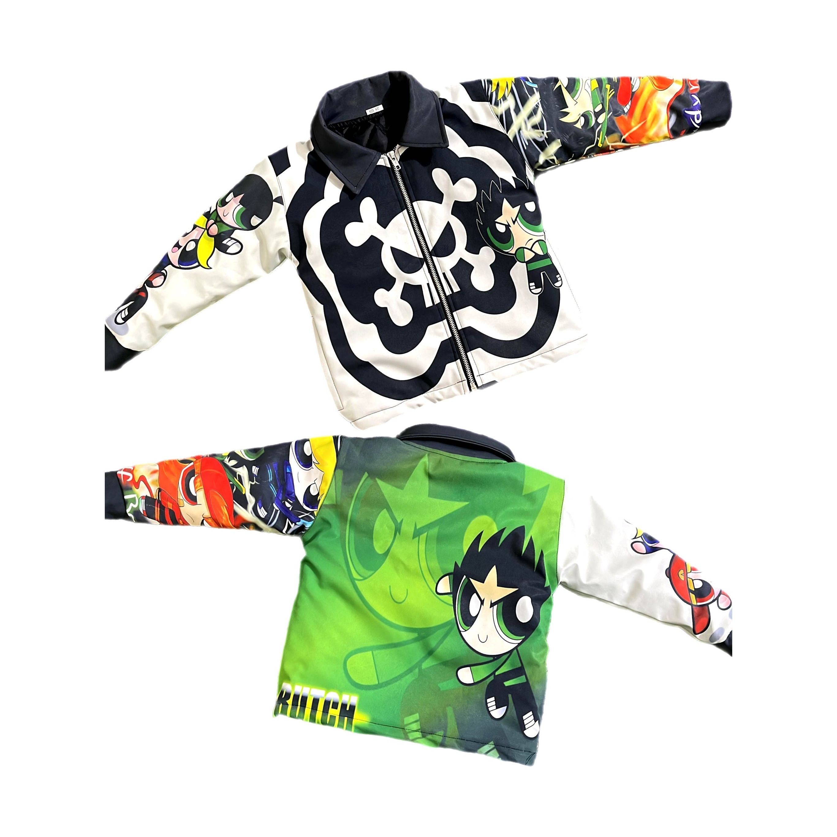 Kids green butch power puff jacket