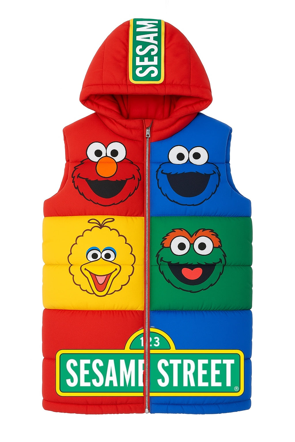 Kids Sesame Street trench vest puffer jacket