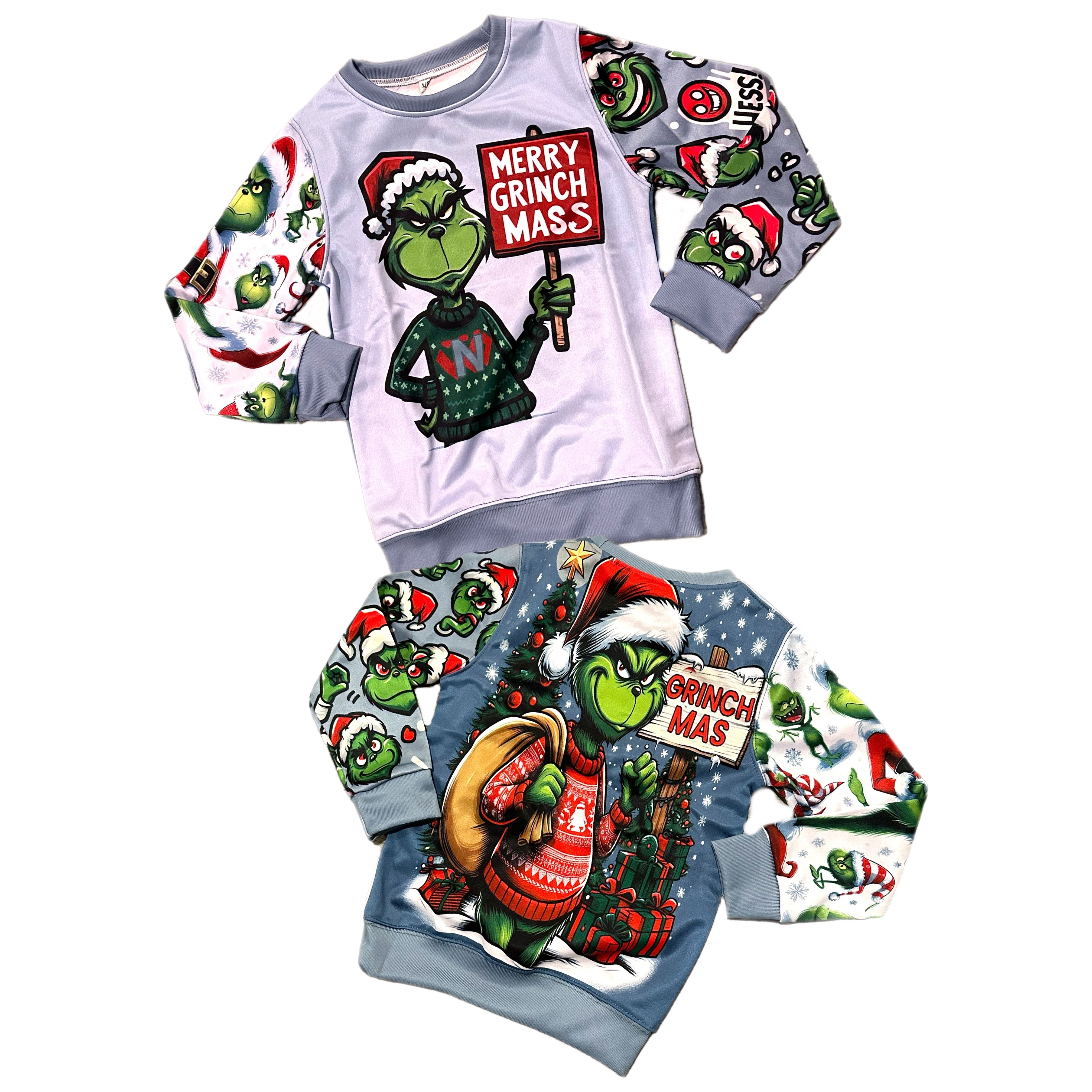 Kids Grinch gray sweater