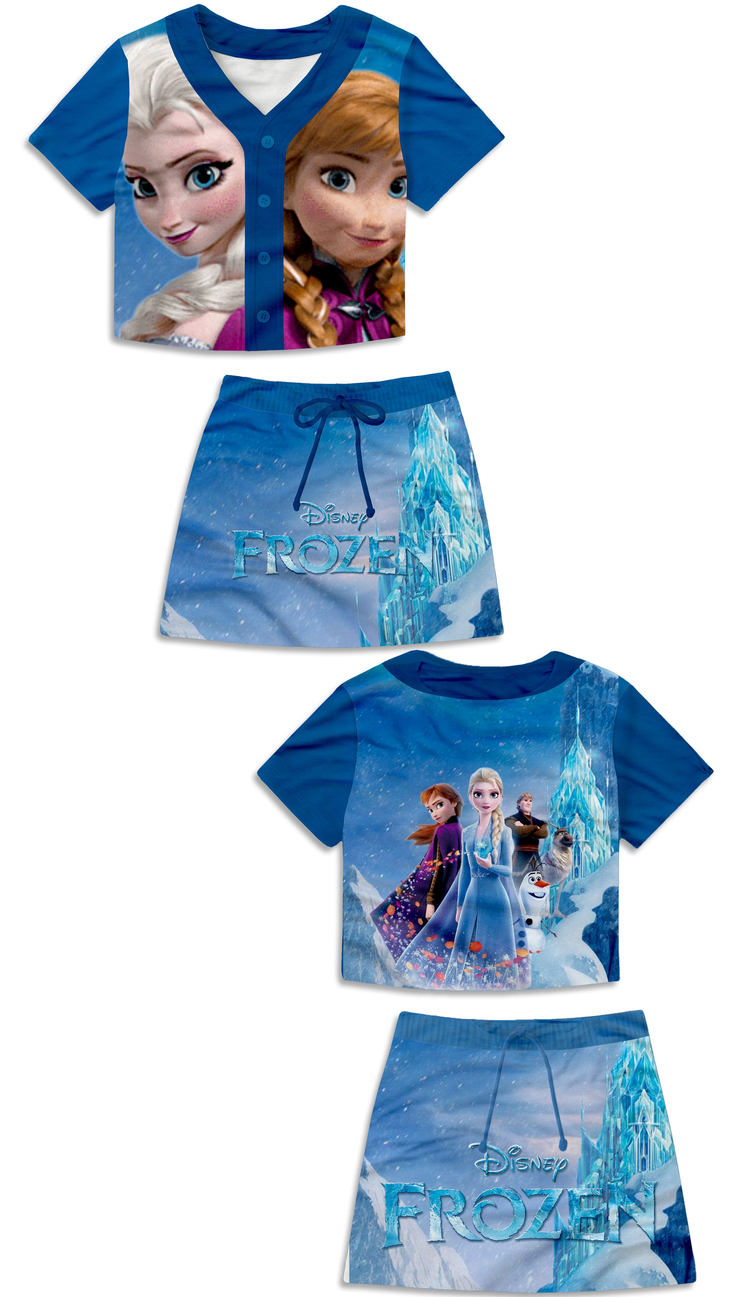 Girls Frozen Baseball Jersey And Skirt Set