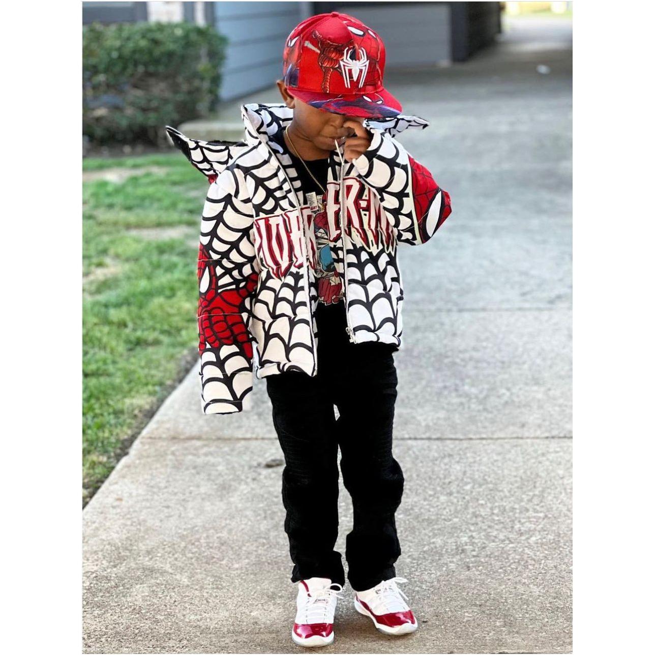 Kids Spider man puffer bomber jacket