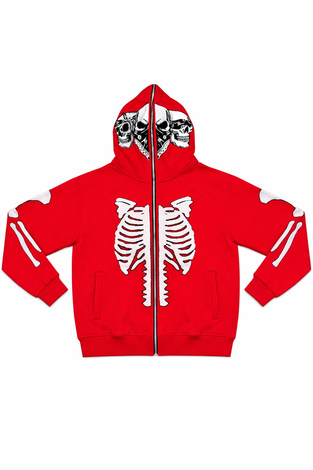 Men Red Skull chinelle Hoodie