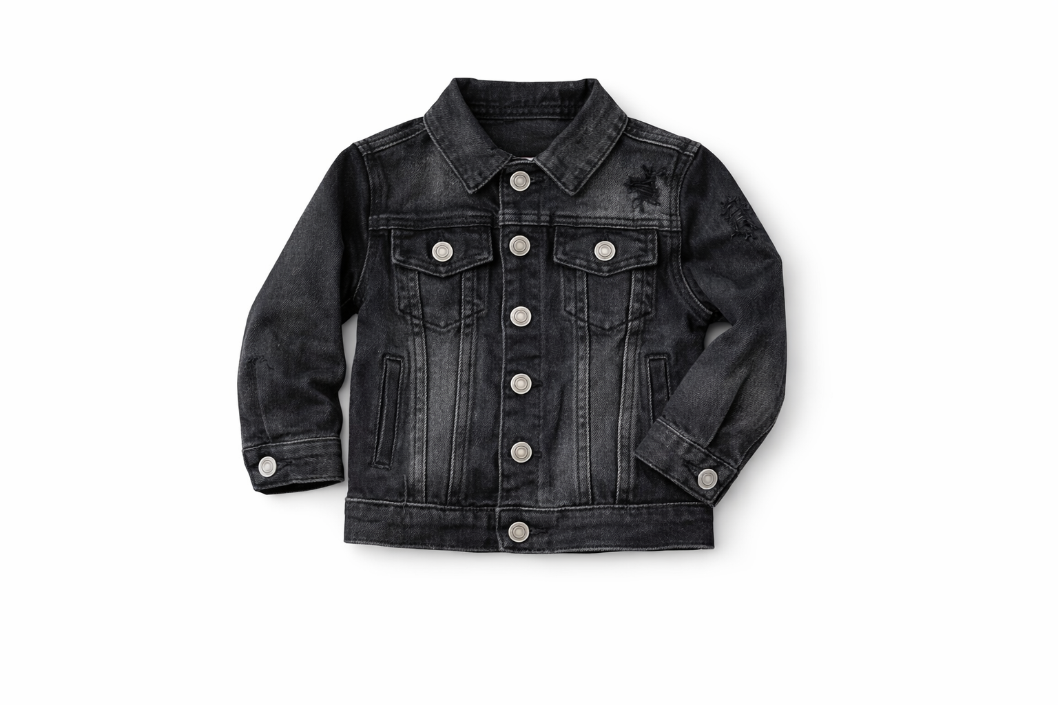 Kids Black washed Denim Jacket