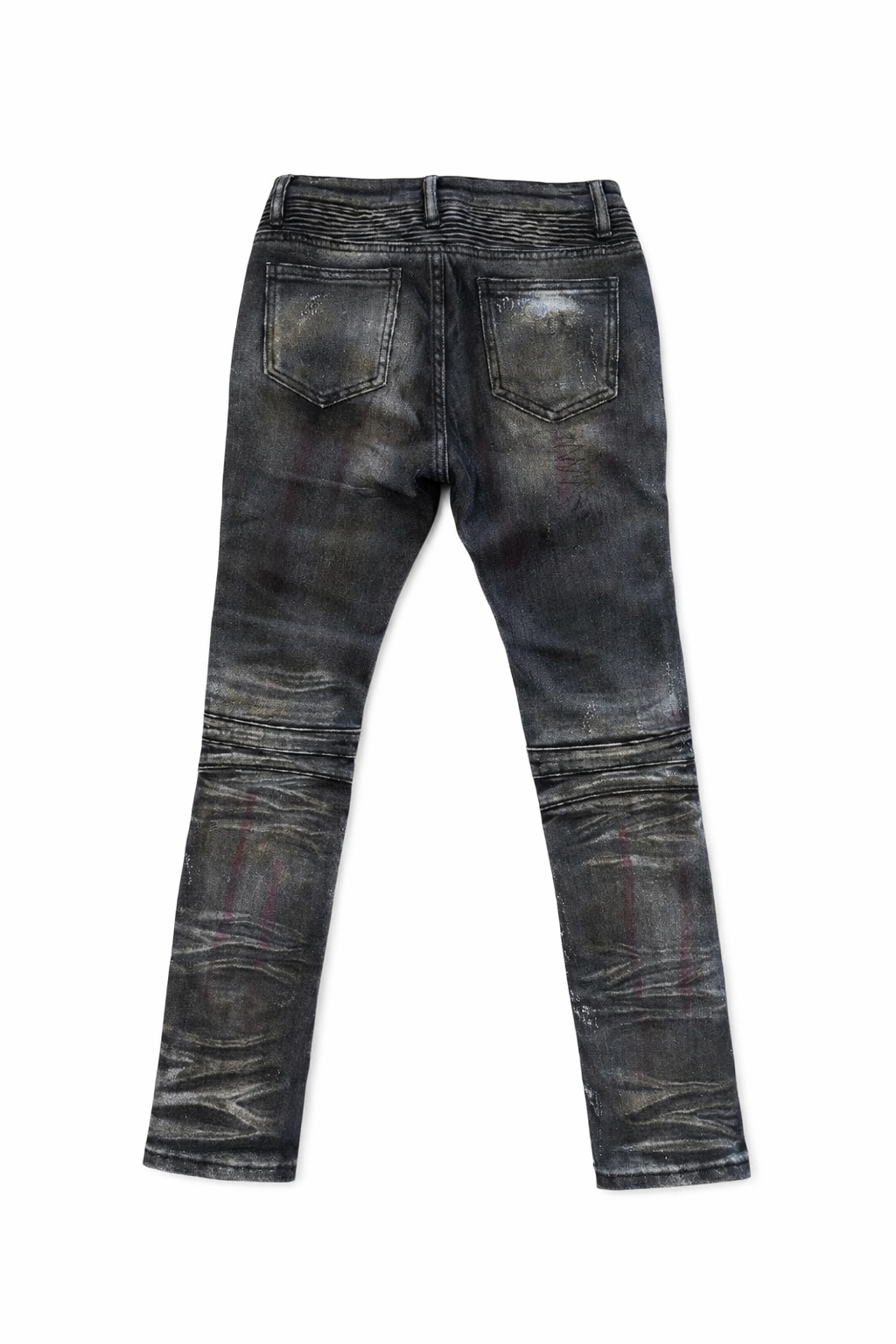Kids Black Pink Marked Biker Denim Jeans