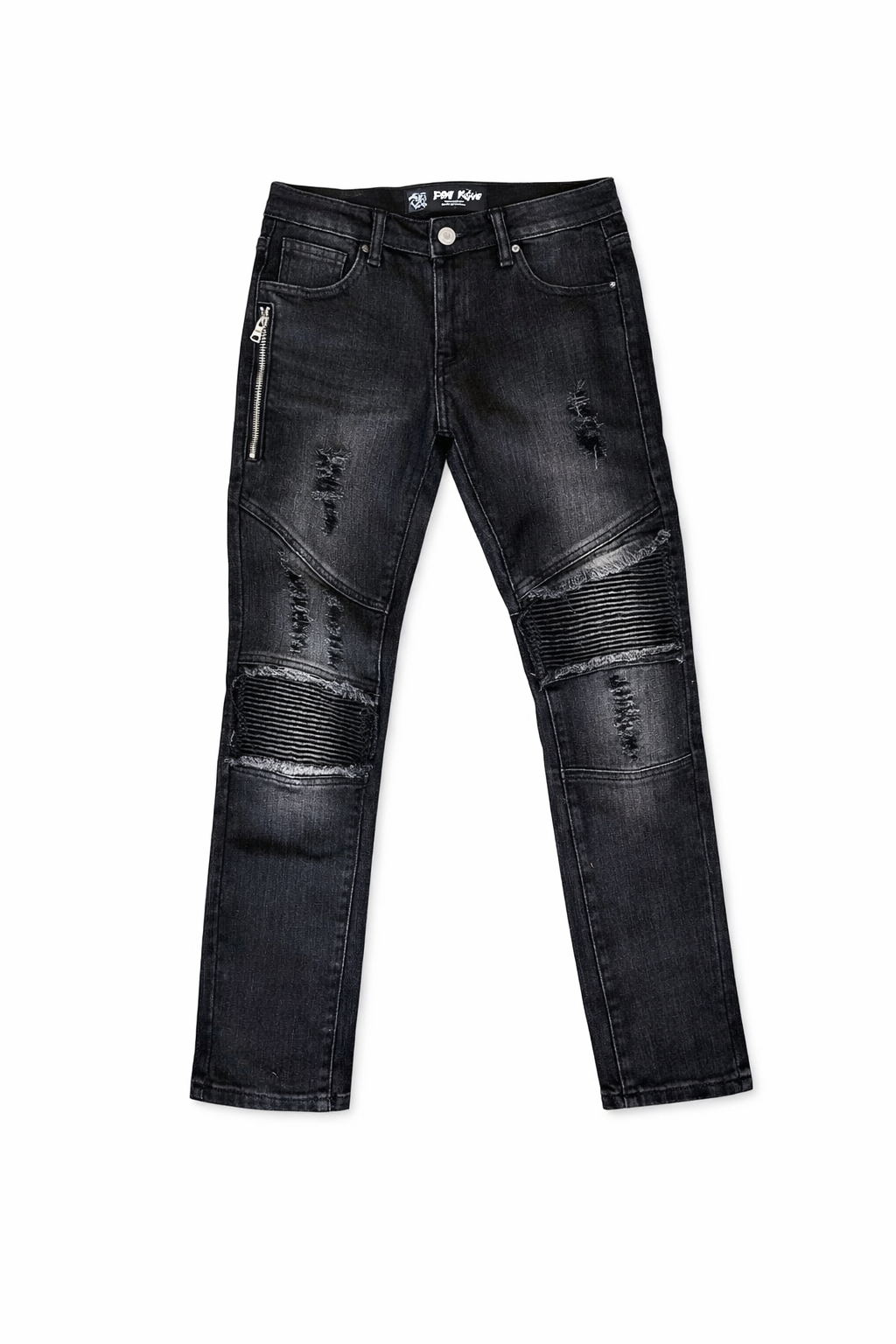 Kids gray Blackdistressed Biker Denim Jeans