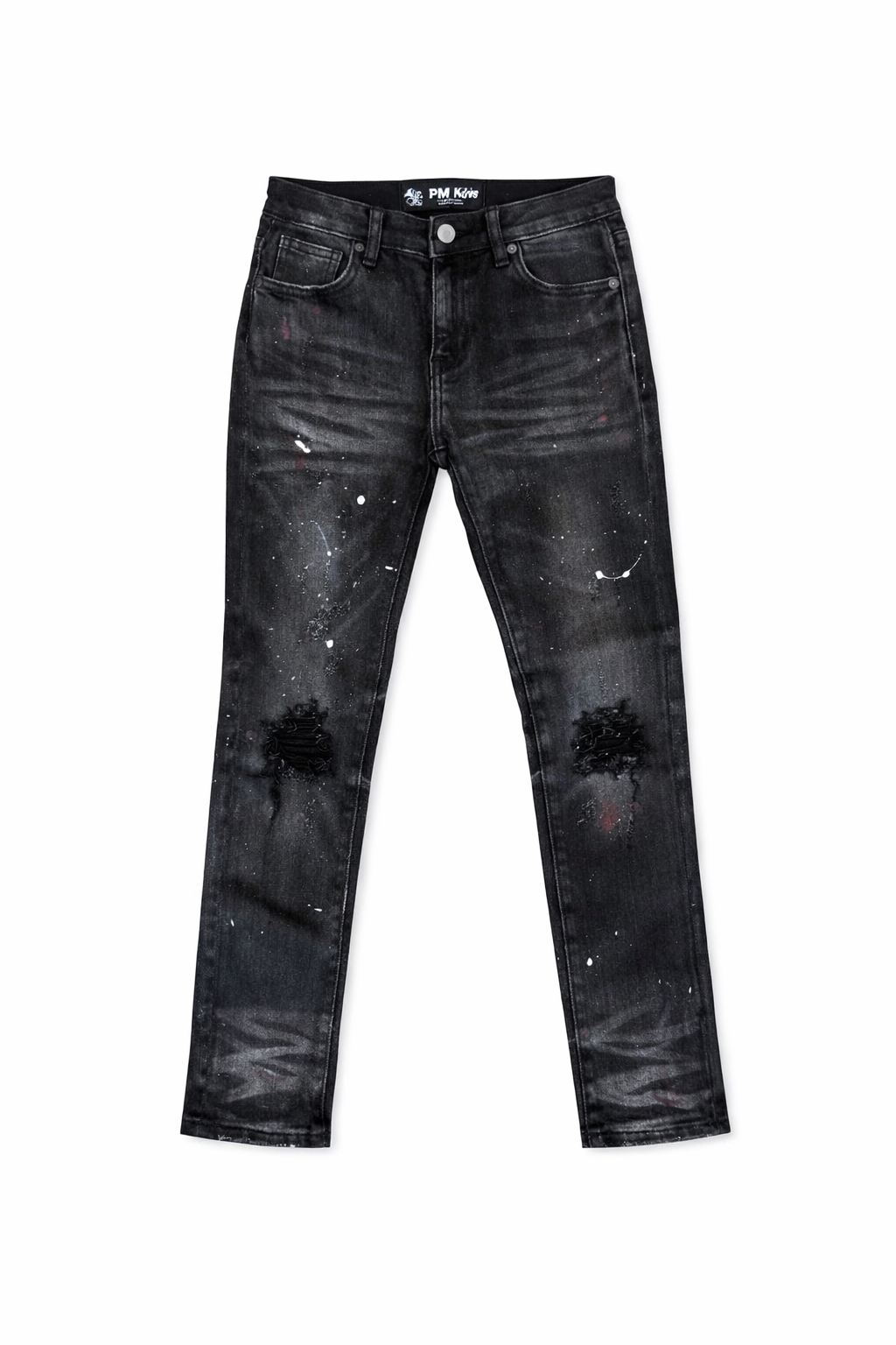 Kids gray Black distressed paint splatter Denim Jeans