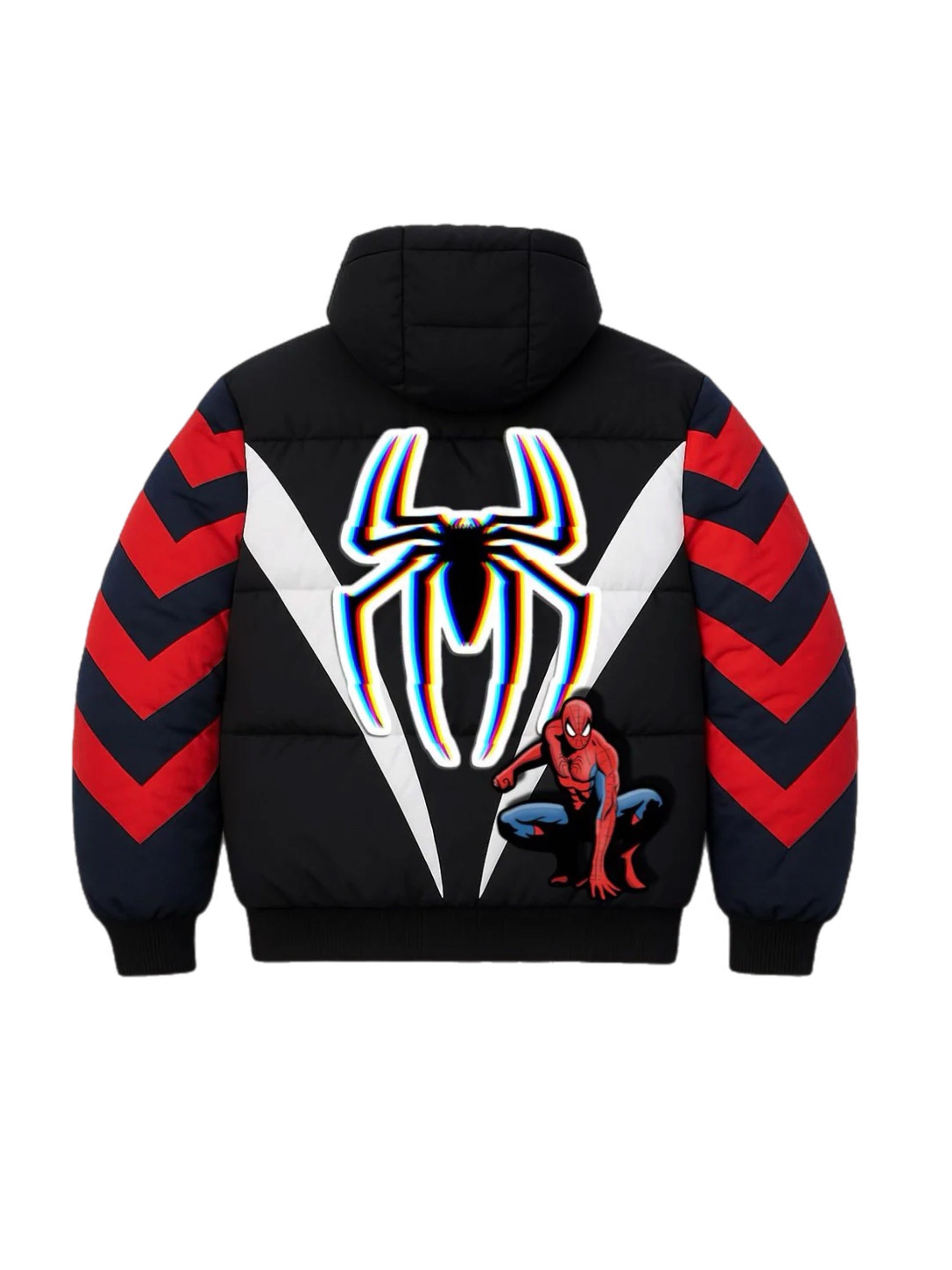 Kids Spider-Man Jacket – Red/Blue Chevron Puffer