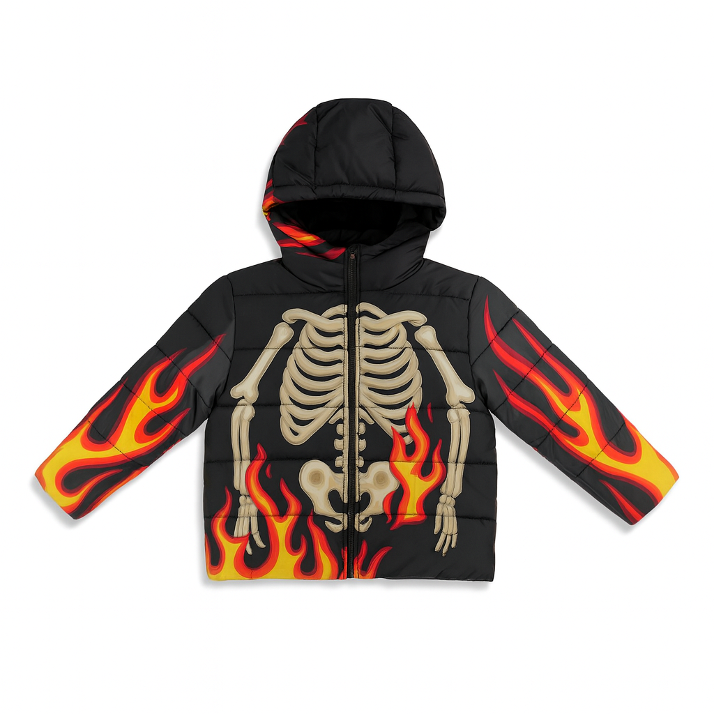 Kids Black Skull Silh Puffer