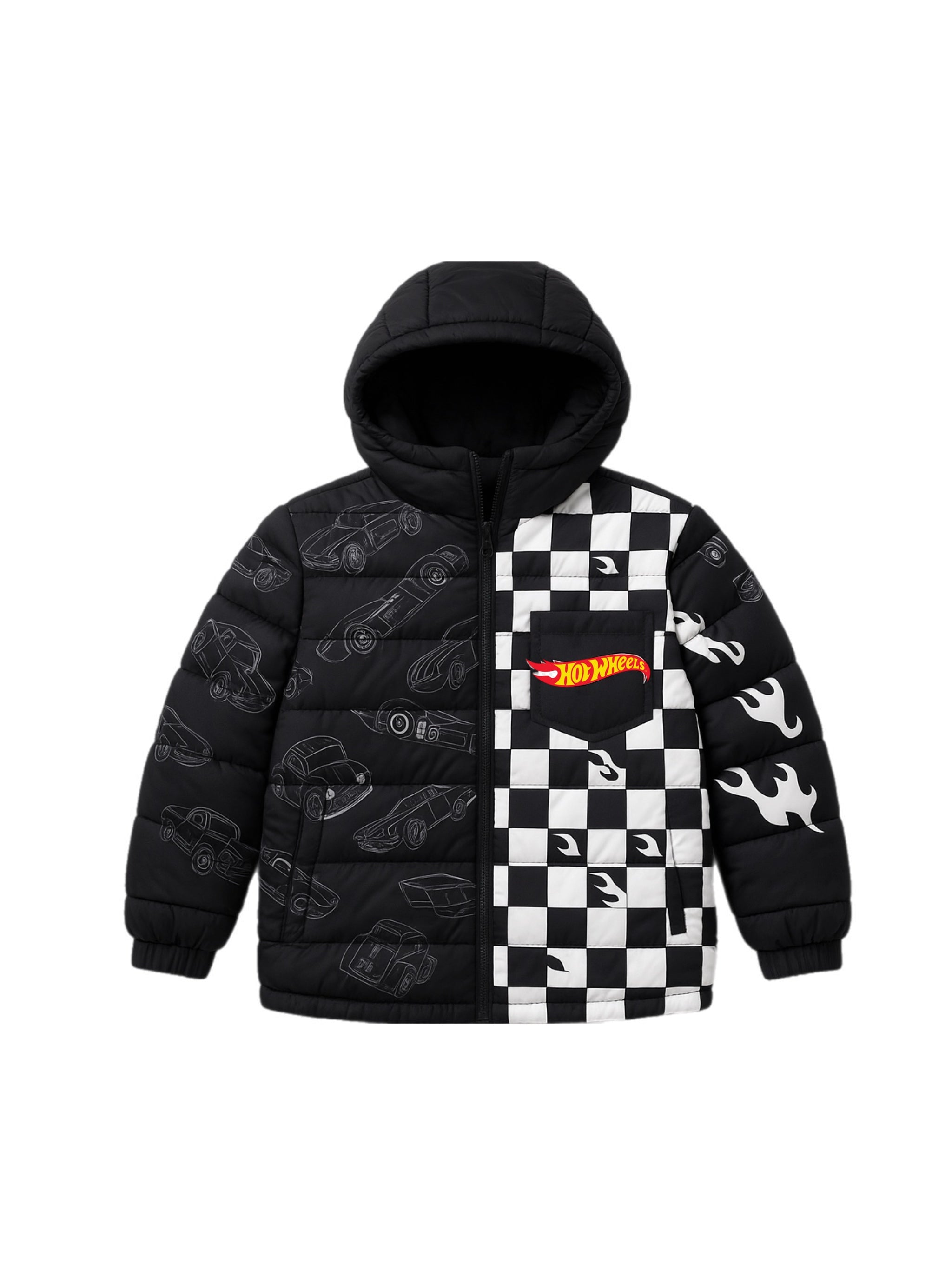 Kids colorblock Hotwheels Puffer
