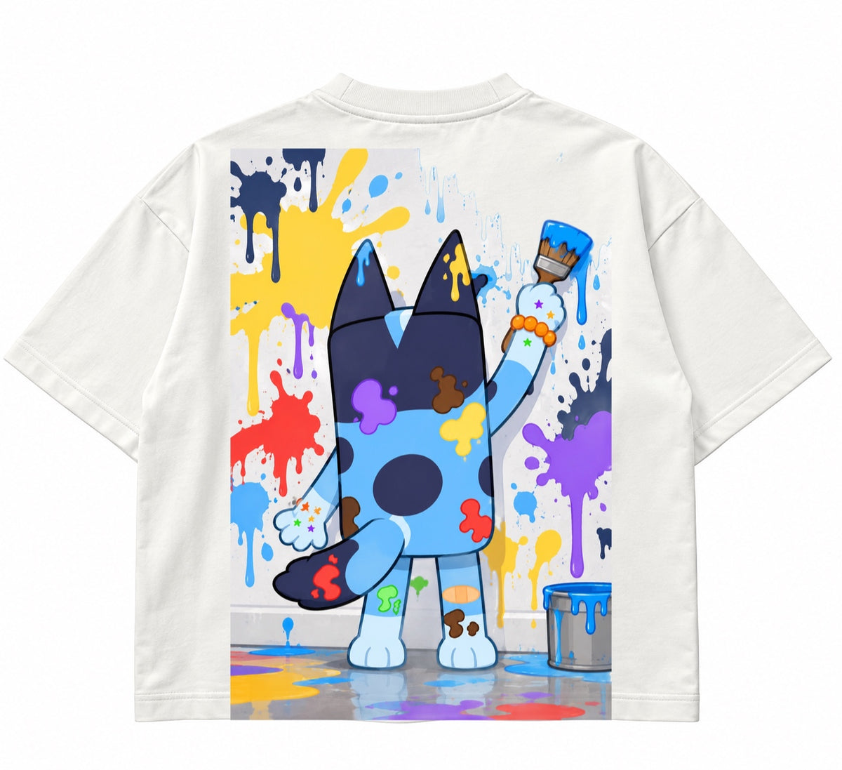 Kids bluey splat box fitted T-shirt