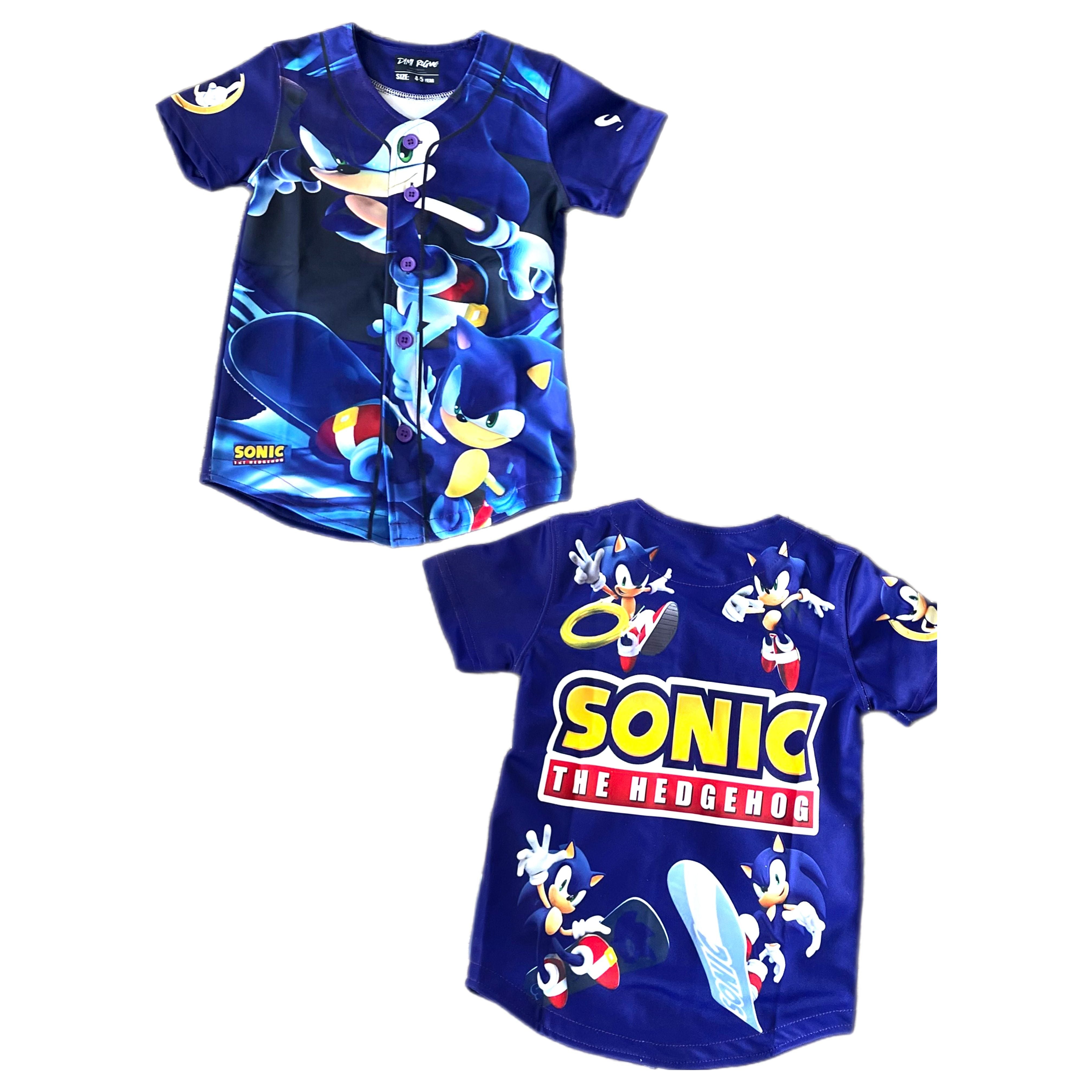 Kids sonic blue Baseball jersey