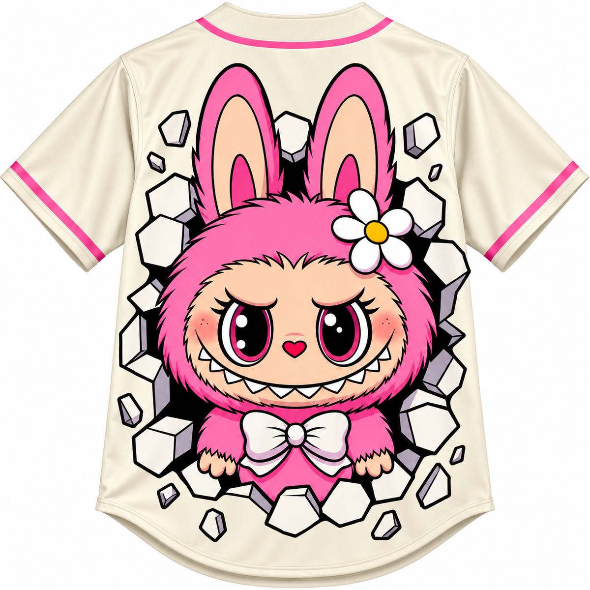 Kids Pink Labubu Baseball Jersey