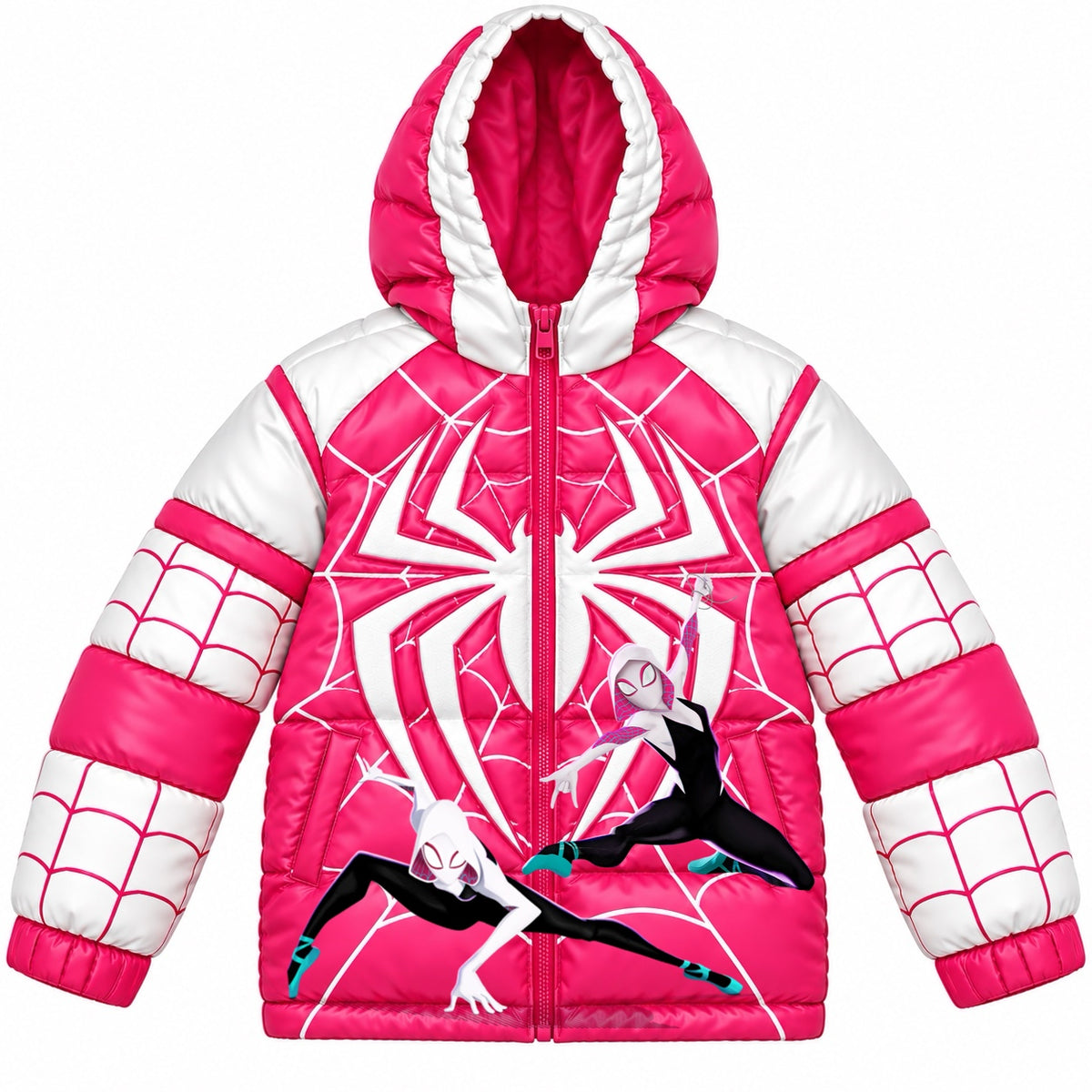 Kids Pink Spider-Gwen Puffer Jacket