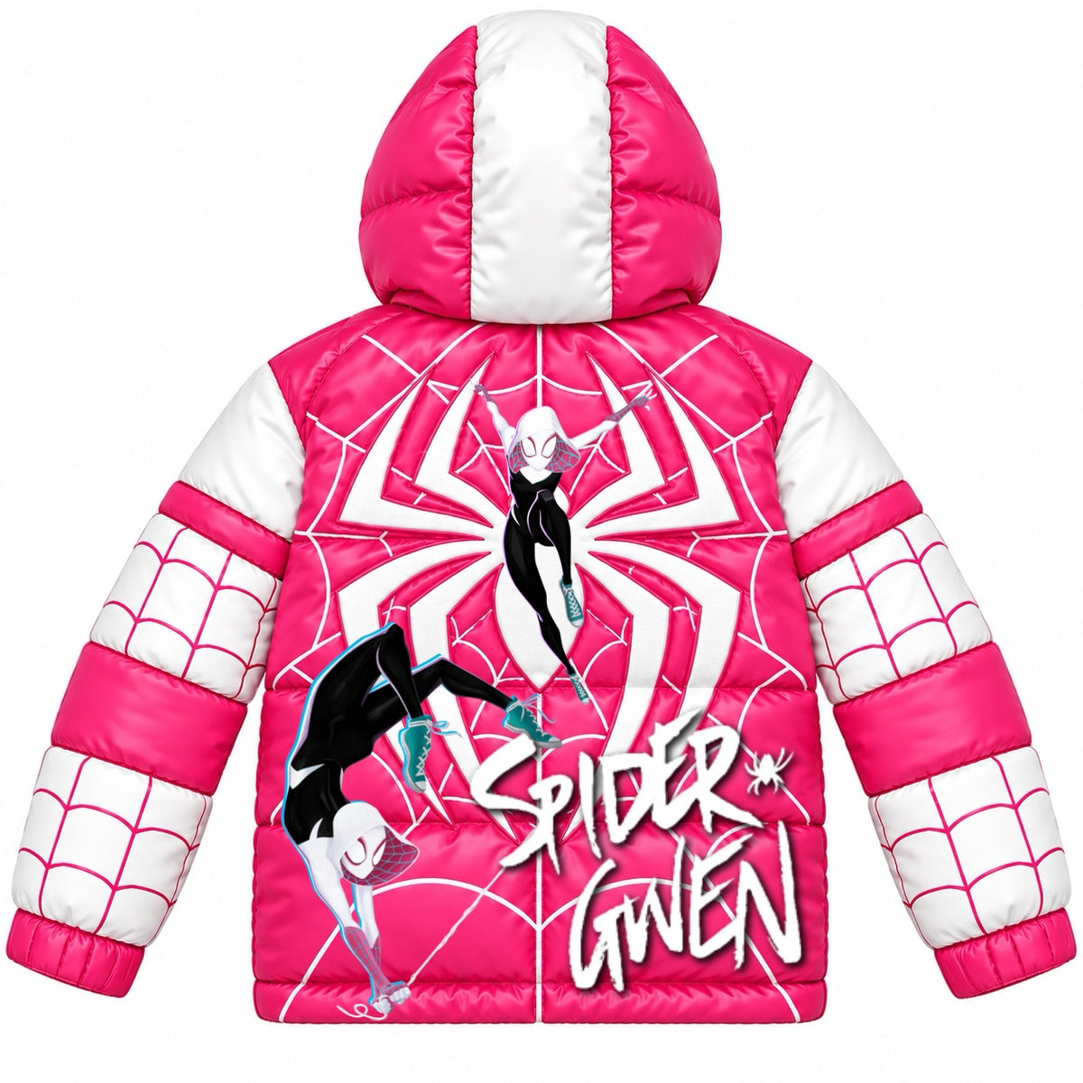 Kids Pink Spider-Gwen Puffer Jacket