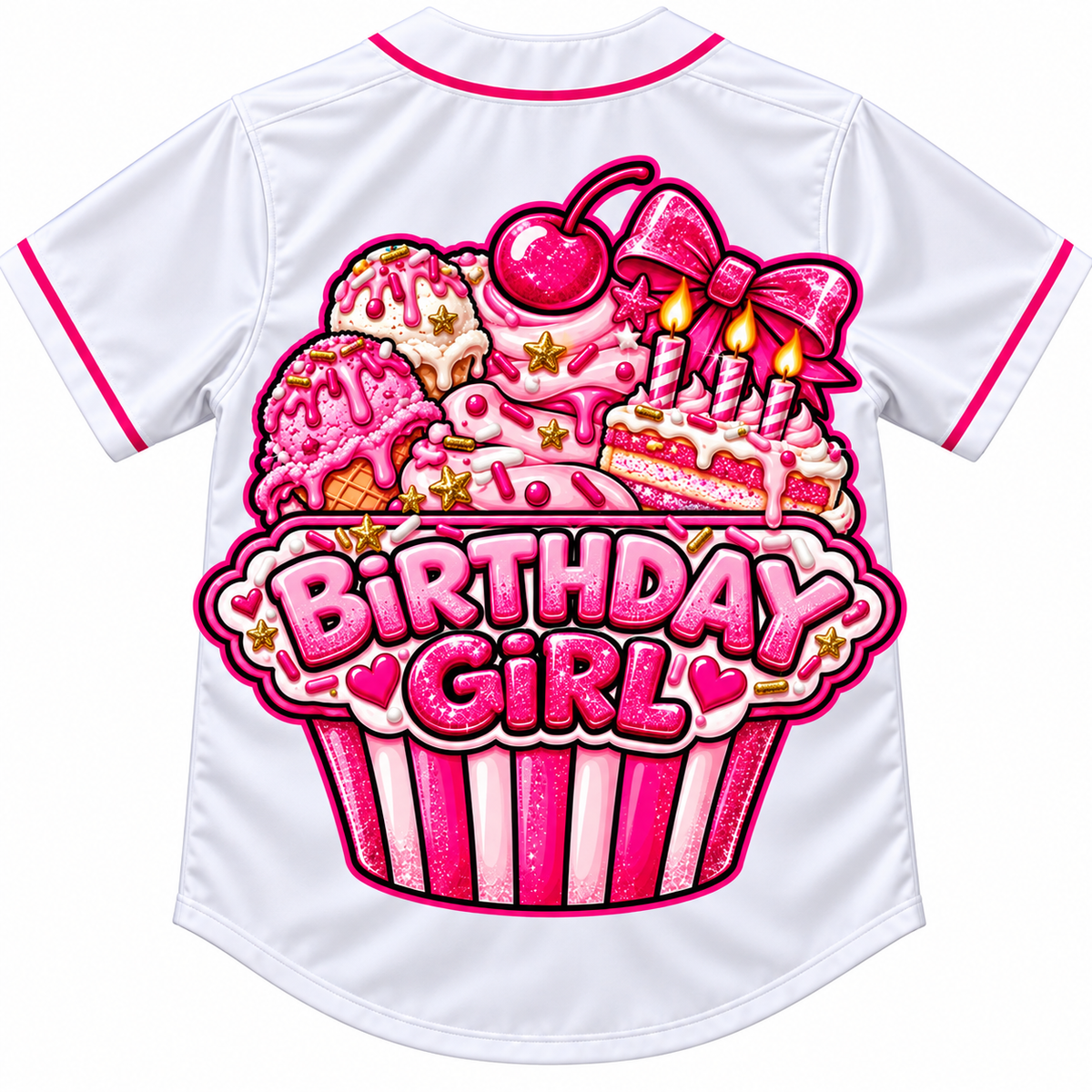 Birthday Girl Cake & Ice Cream Baseball Jersey