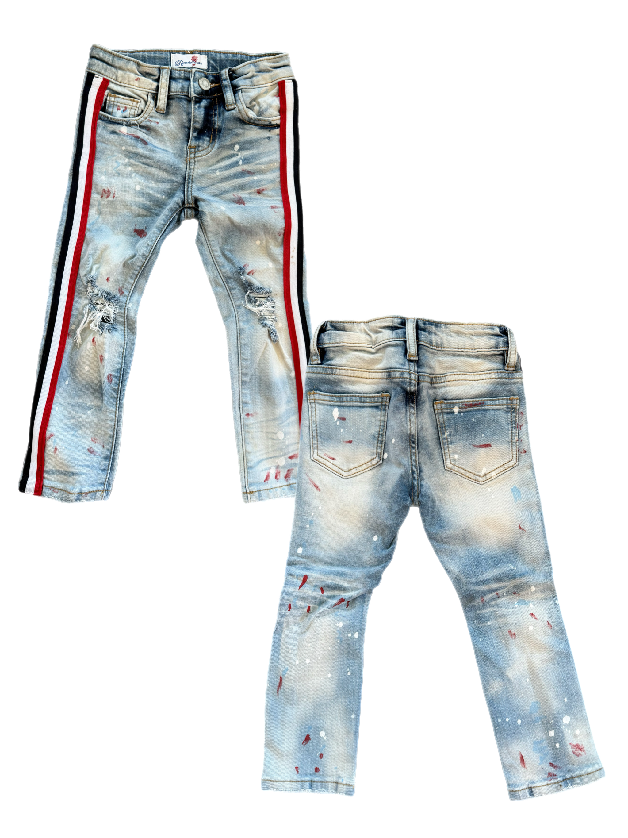 Kids Red white Blue Line Denim Jeans
