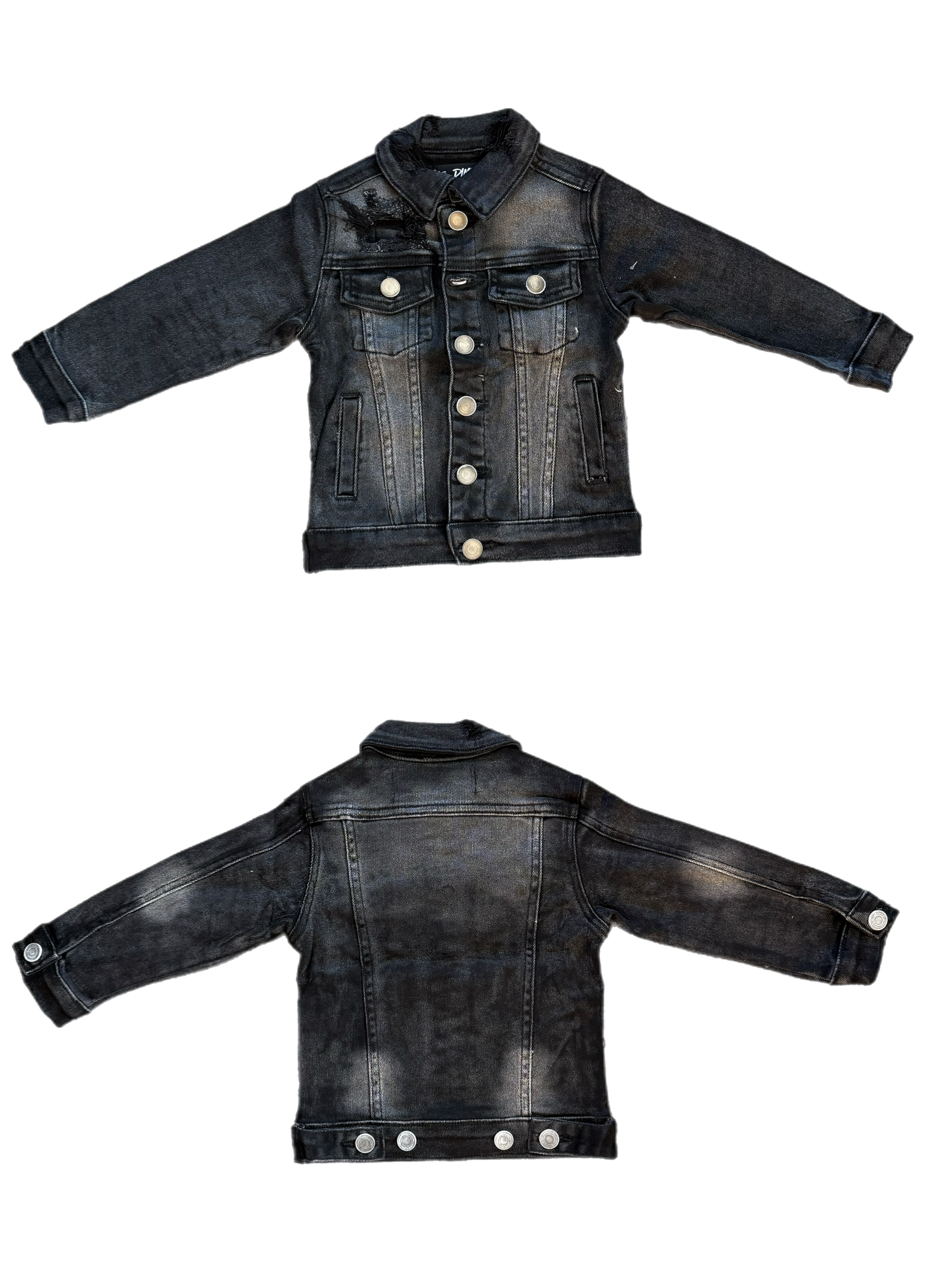 Kids Black Denim shredded Jacket