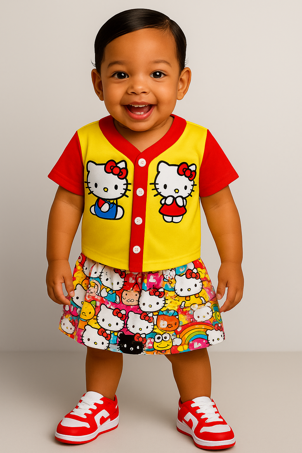 Girls Hello Kitty Baseball Jersey And Skirt Set