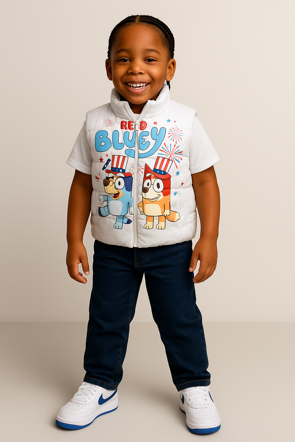 Kids 4th Of July Bluey Vest