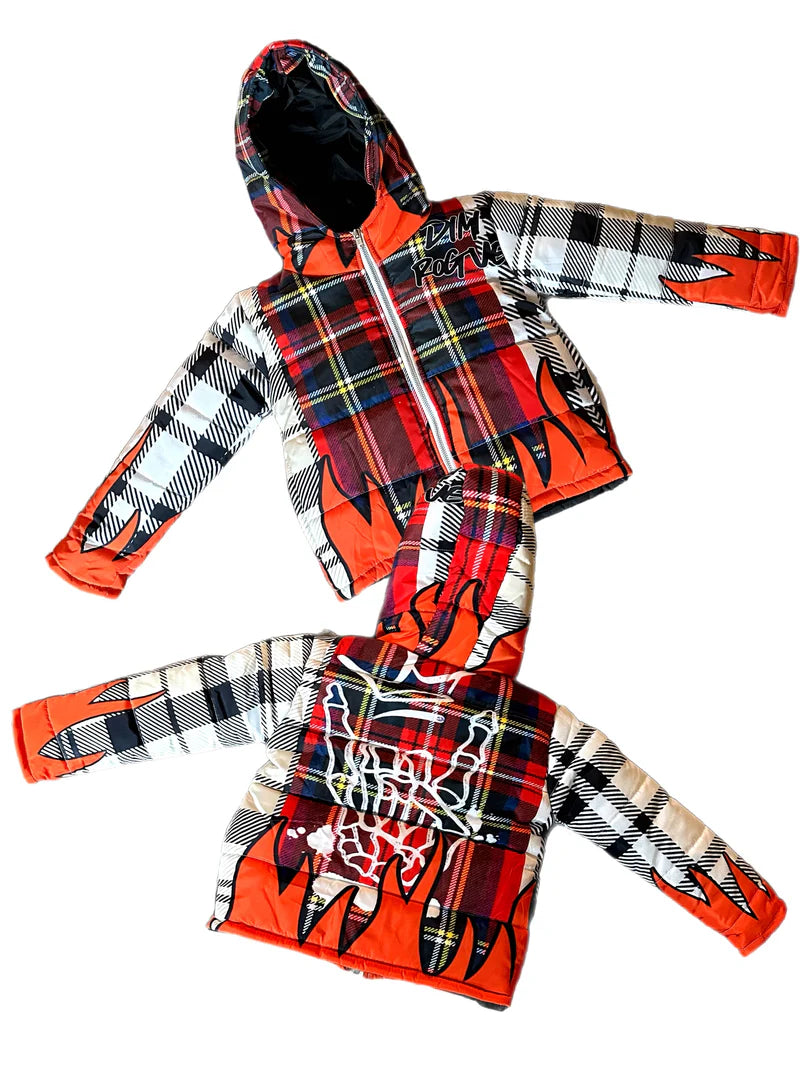 Men Plaid Puffer