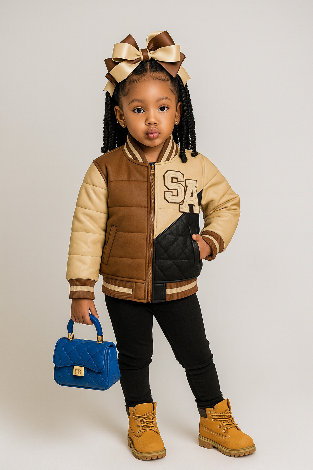 Kids brown Colorpatch bomber