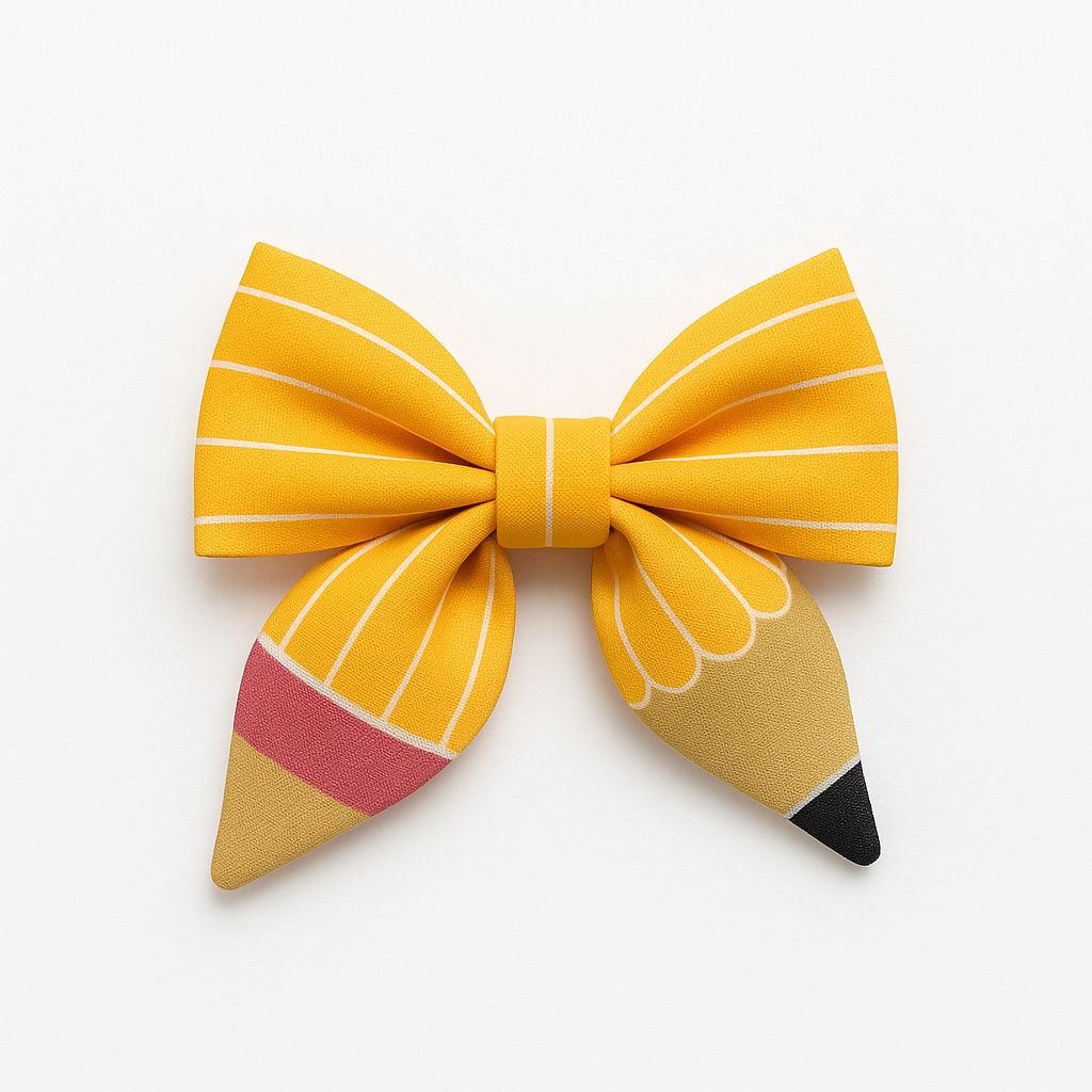 School Pencil Hair Clips – 2pcs Alligator Bow Set