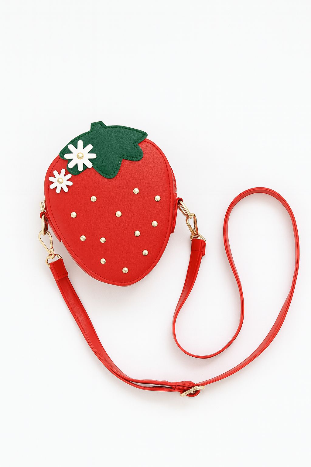Strawberry Shaped Purse – Rivet Crossbody Bag for Girls