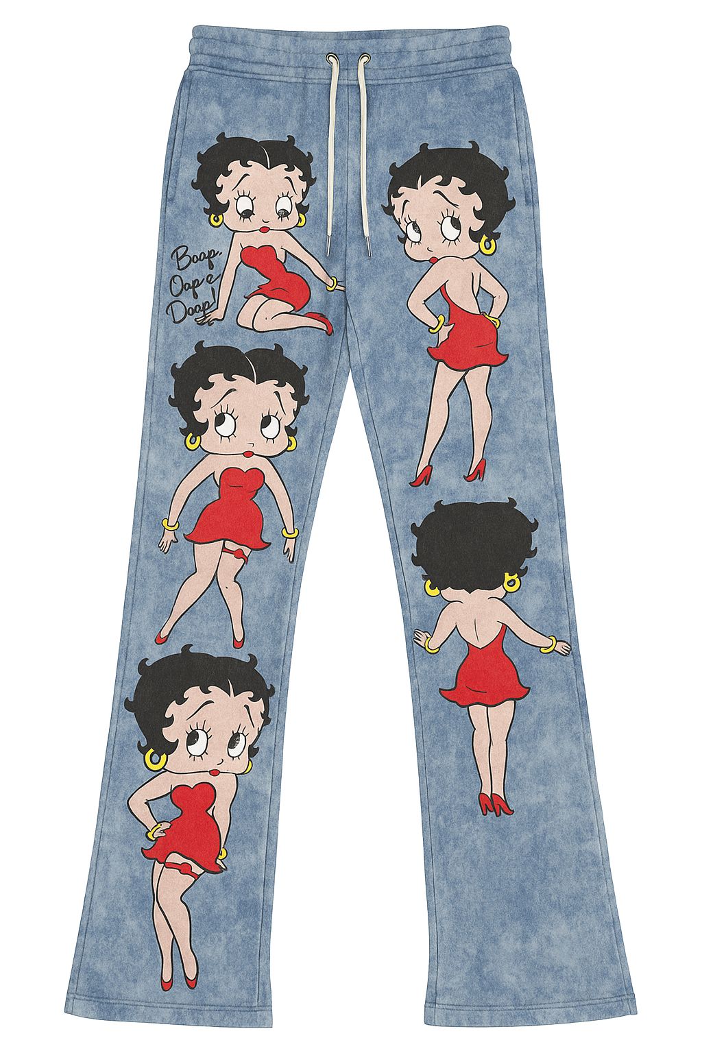 Kids Cartoon Print Flare Pants – Blue Wash Betty Graphic
