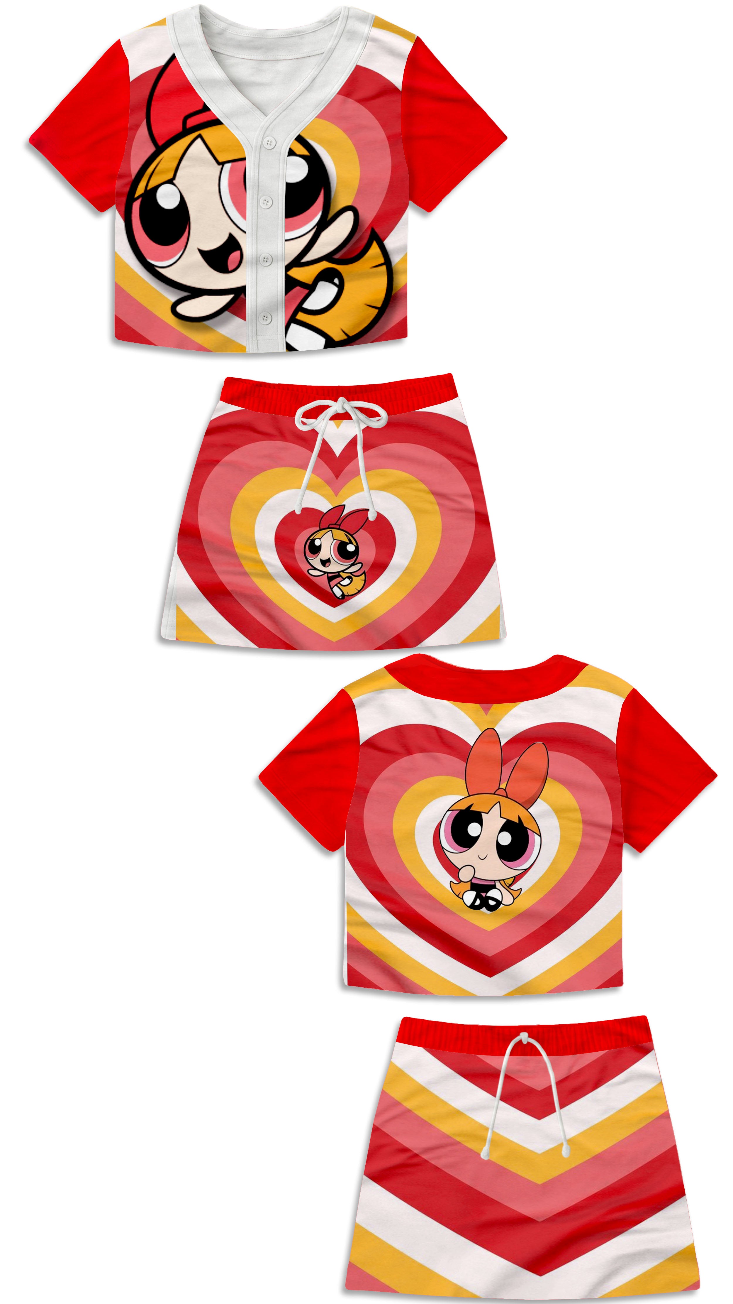 Girls Blossom PPG Baseball Jersey And Skirt Set